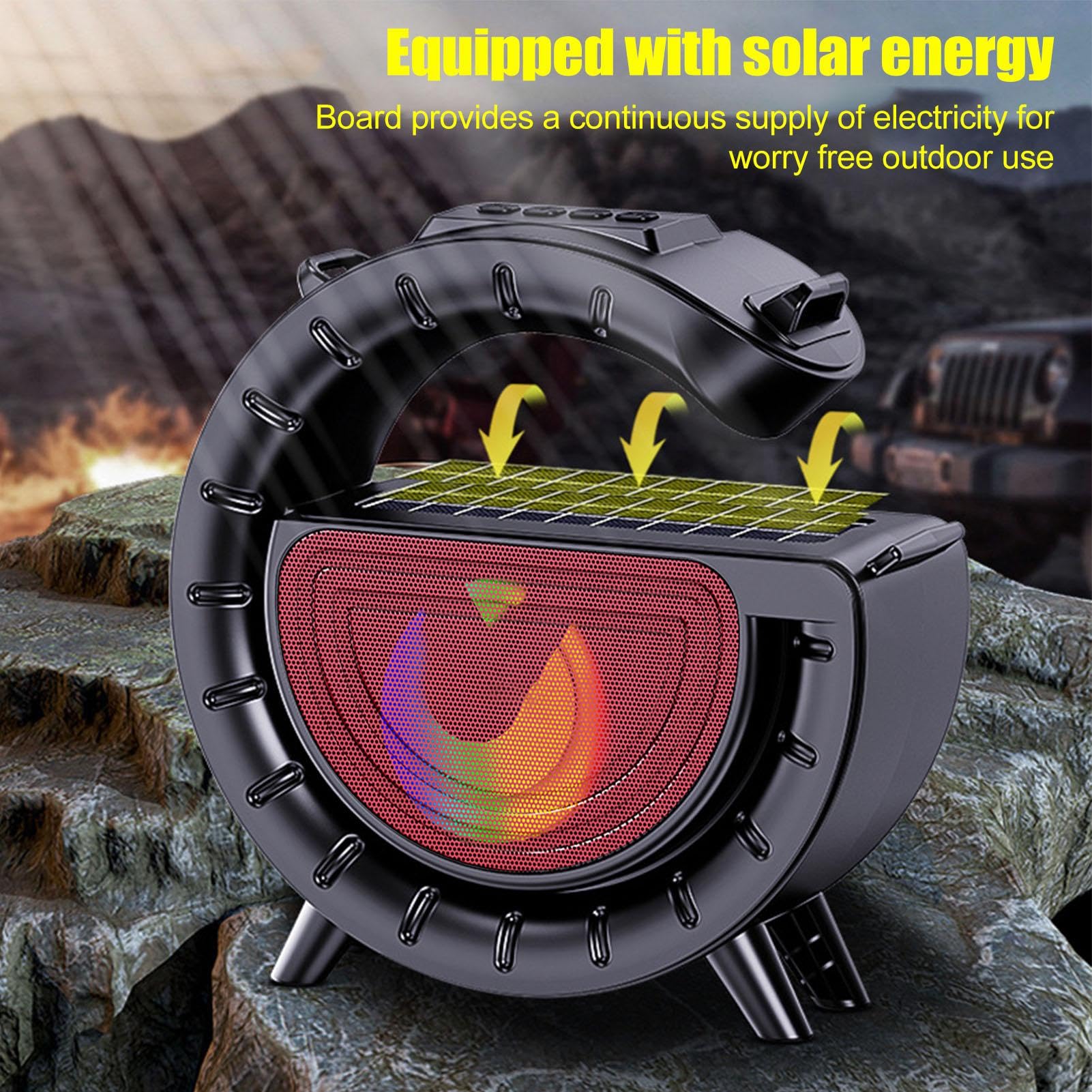 ZWXQE Portable Wireless Speakers with Solar Charging, LED Lights, Punchy Bass, Rich Audio Stereo Pairing, Cute Design for Outdoor, Travel, and Party Fun