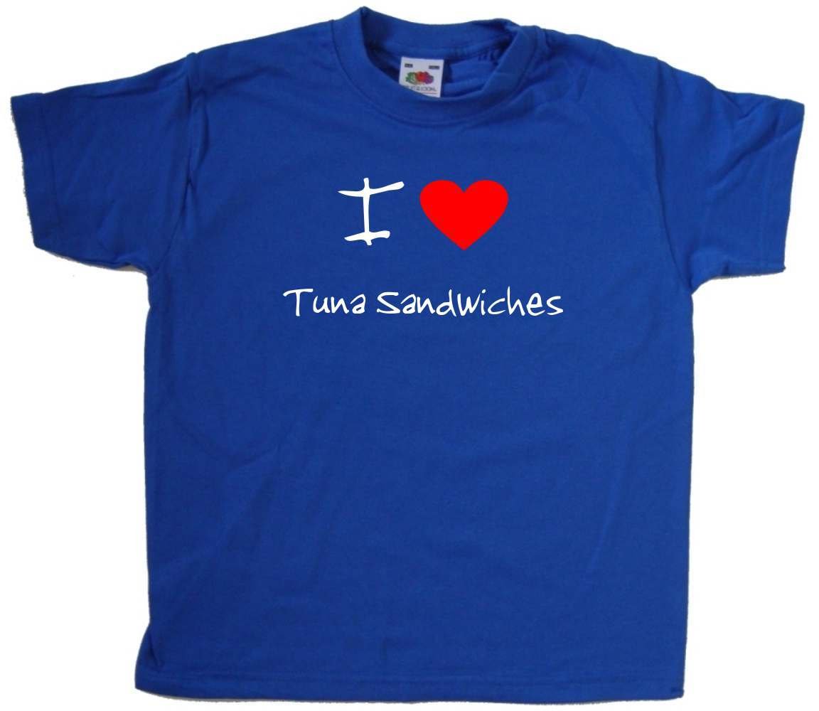 I Love Heart Tuna Sandwiches Royal Blue Kids T-Shirt - Cute Graphic Tee for Boys & Girls - Perfect for School, Playdates & Family Outings