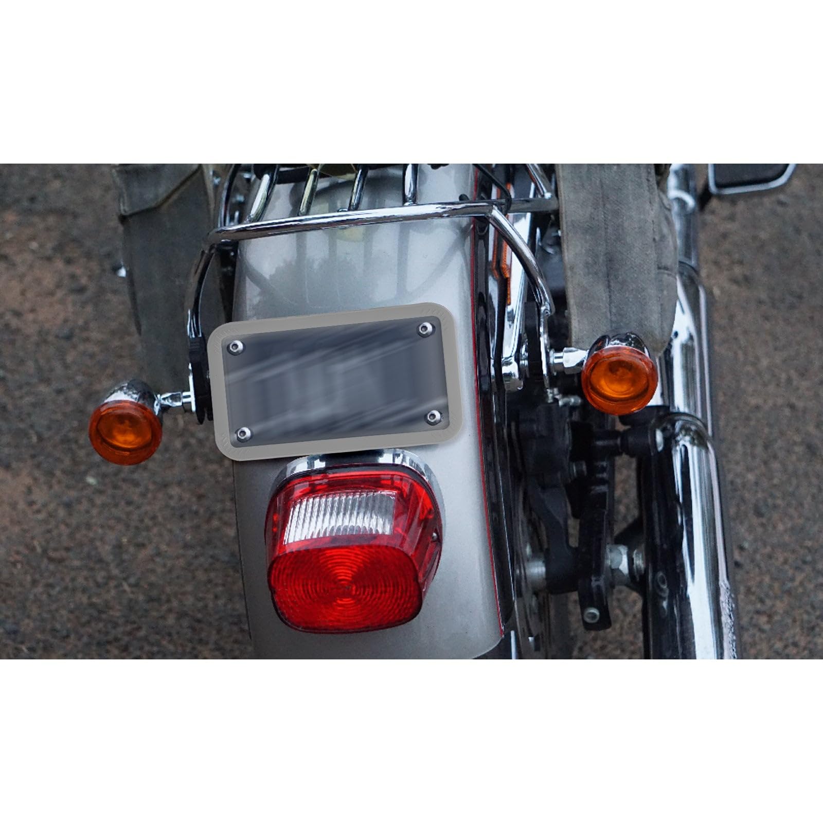 Xotic Tech Motorcycle Silicone License Plate Frame - Rustproof, Rattleproof & Weatherproof Motorbike Plate Holder (7.56