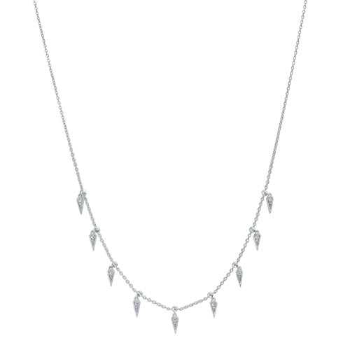 1/10ctw Sterling Silver Diamond Icicle Drop Charm Pendant Necklace - Elegant Holiday & Party Jewelry for Women