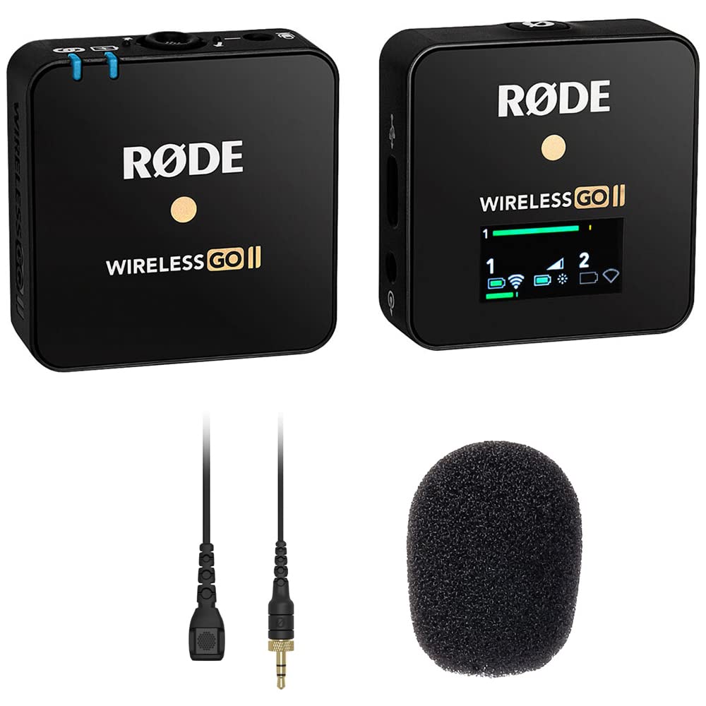 Rode Wireless GO II Single Compact Digital Wireless Microphone System with Lavalier II Omnidirectional Mic & 3-Pack Foam Windscreens - Perfect for Vlogging, YouTube Videos, Podcasting, Interviews, and Live Streaming