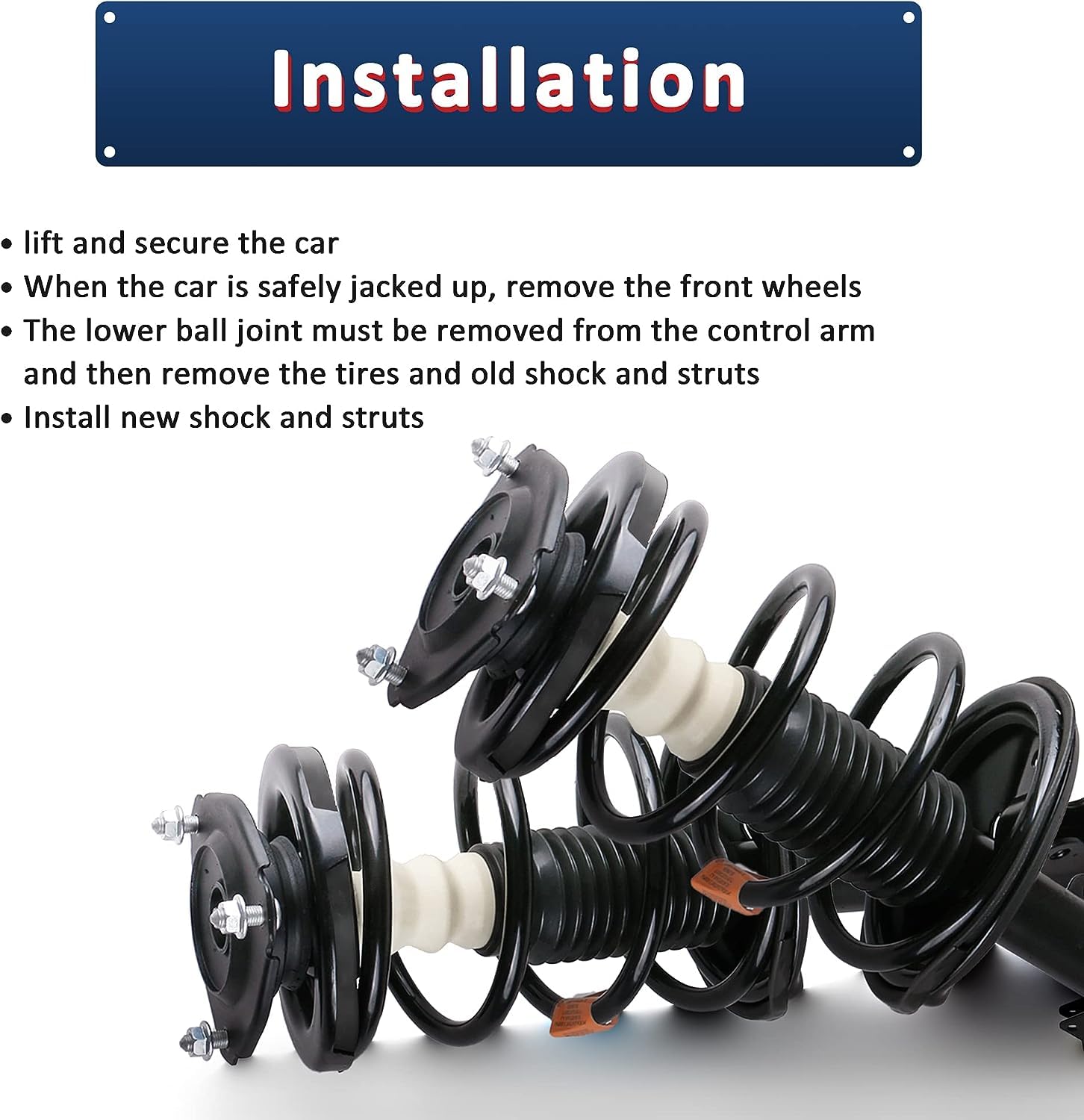 Volkswagen Passat Jetta Beetle Golf Eos CC GTI Rabbit & Audi A3 Quattro Front Struts Shocks Absorbers Set with Coil Spring (2005-2017) - Perfect for Smooth Ride & Enhanced Vehicle Stability on Highways & Rough Roads