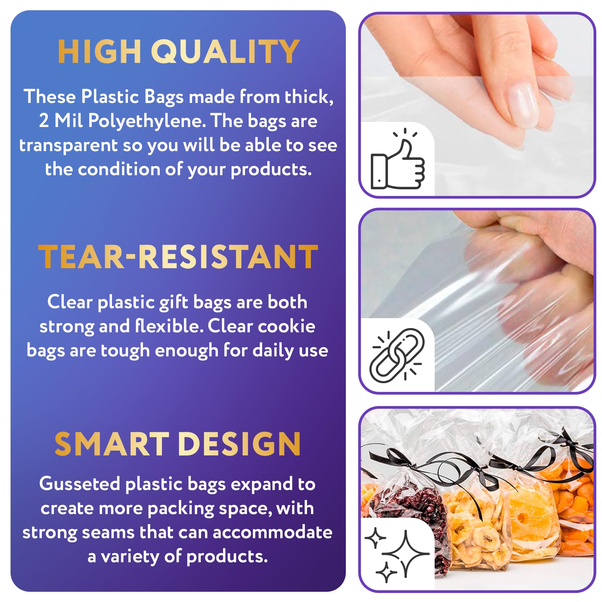 APQ Clear Gusseted Poly Bags 8