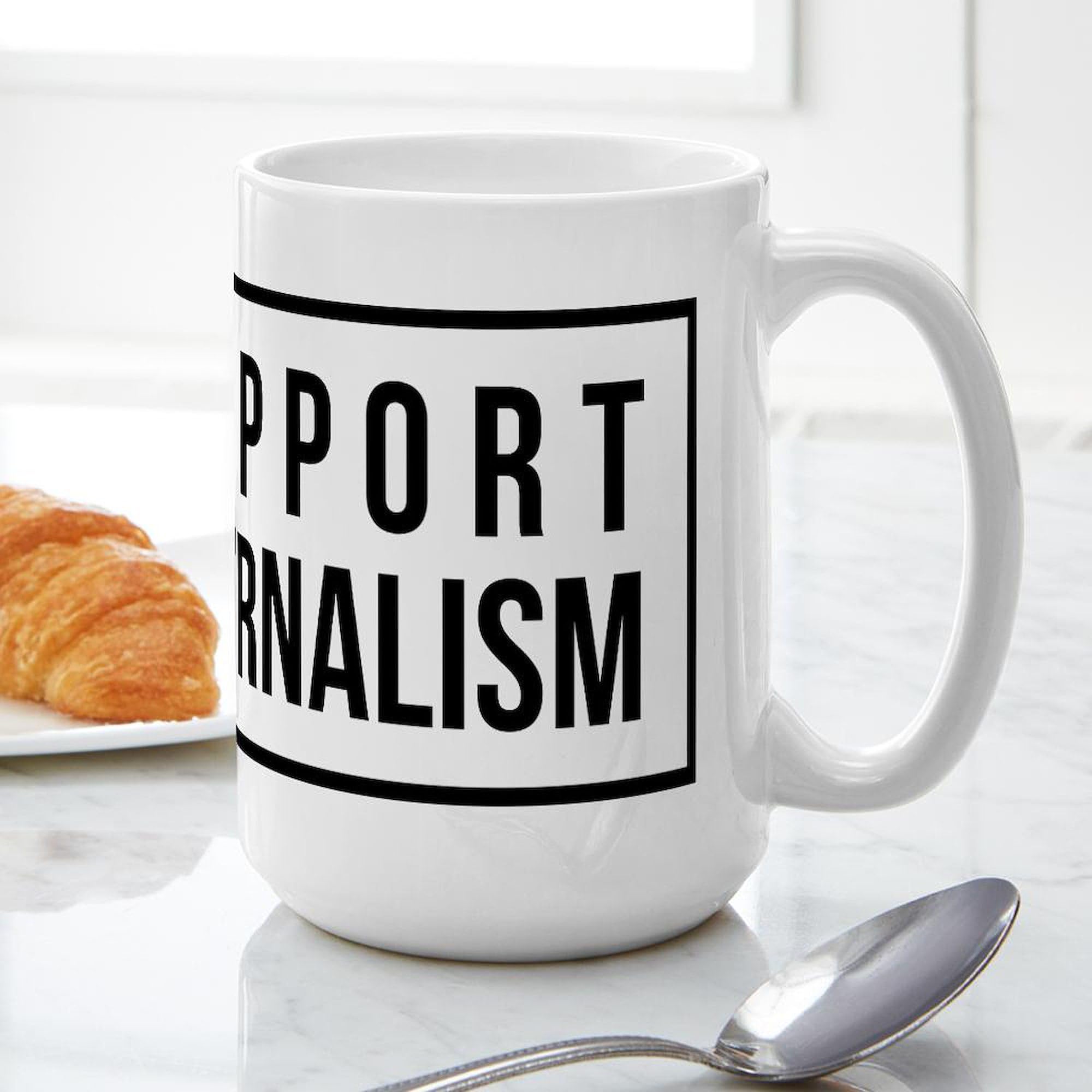 Support Journalism 15 oz (444 ml) Ceramic Coffee Mug - Perfect for Tea, Hot Chocolate & Office Use - Inspirational Gift for Reporters & Writers