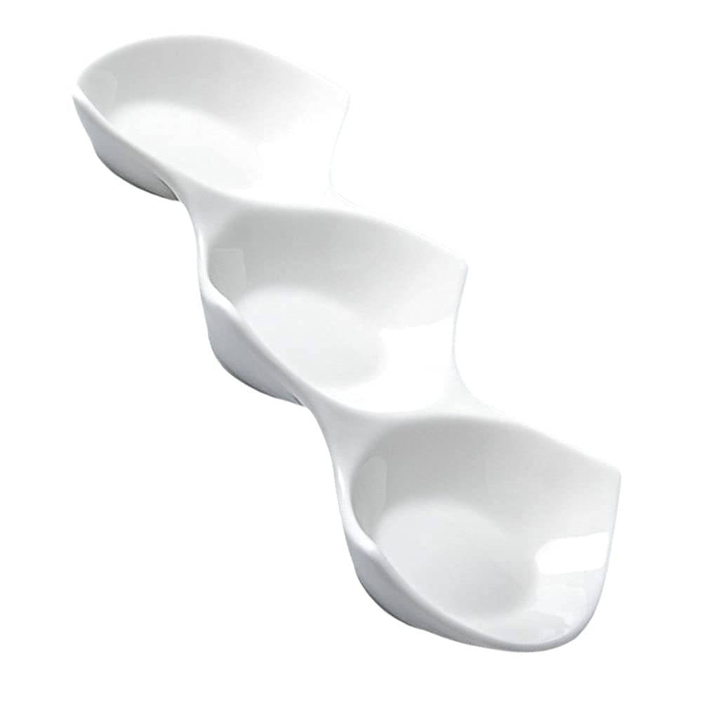 3-Compartment Ceramic Dip Bowls Set - Small Porcelain Snack Bowls for Sushi, Tapas, Nuts, Desserts & Sauces | Perfect for Party Platters, Charcuterie Boards & Home Entertaining