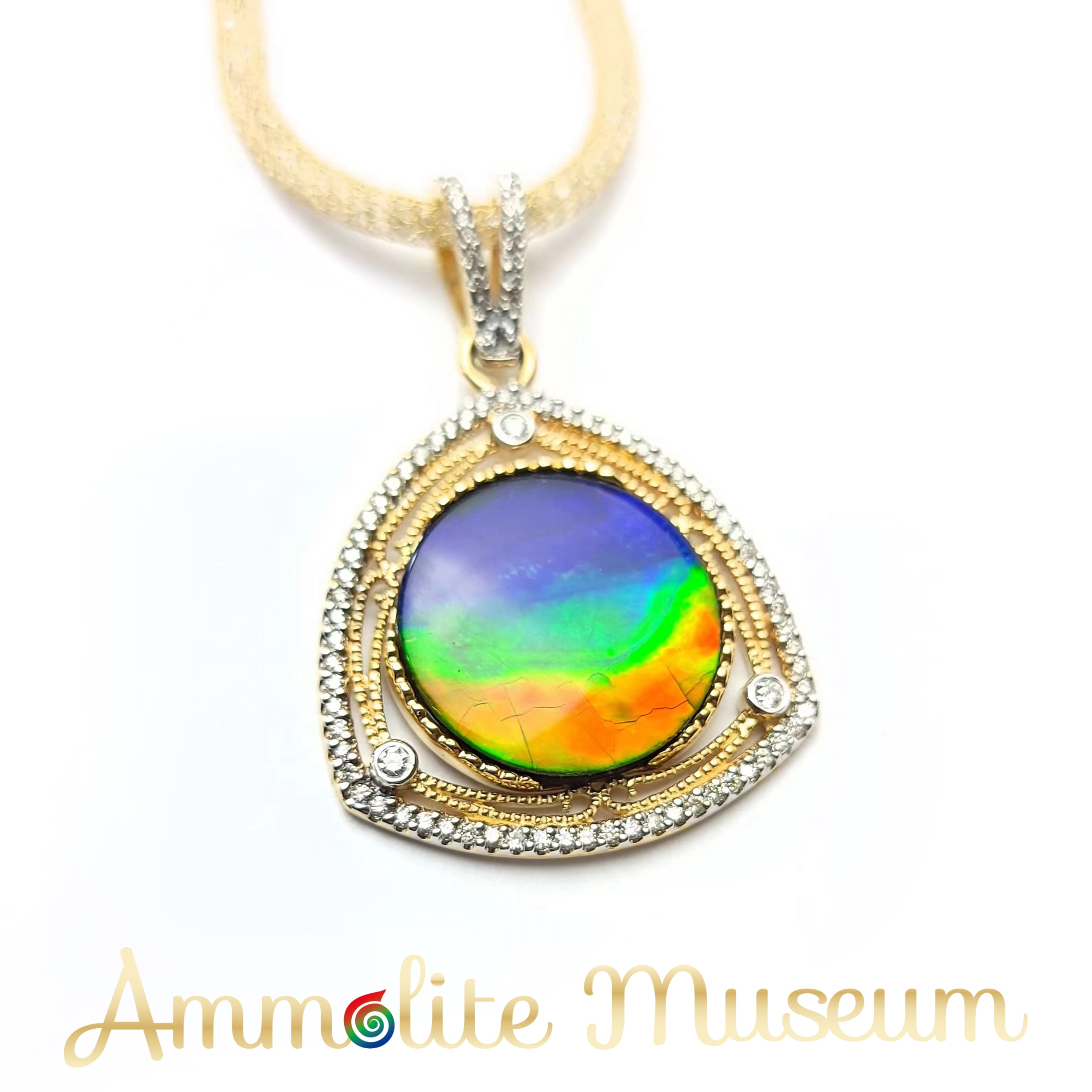 14K Gold Triplet Ammolite Pendant Necklace with Diamonds - Elegant Jewelry Gift for Women, Perfect for Weddings, Anniversaries & Special Occasions