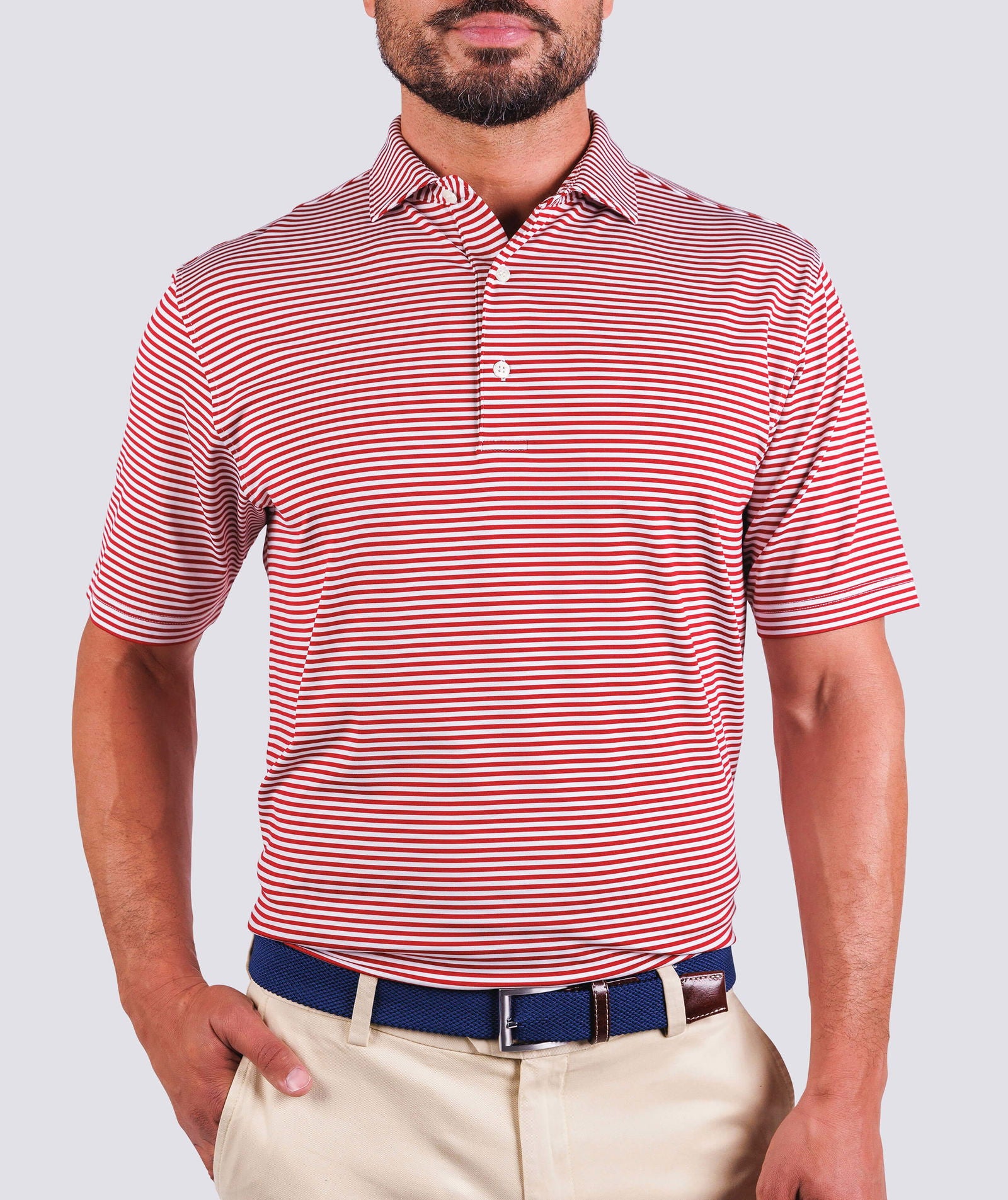 Cooper Stripe Performance Polo Shirt for Men - Moisture-Wicking, Breathable & Quick-Dry Golf & Tennis Polo - Perfect for Sports, Work & Casual Wear