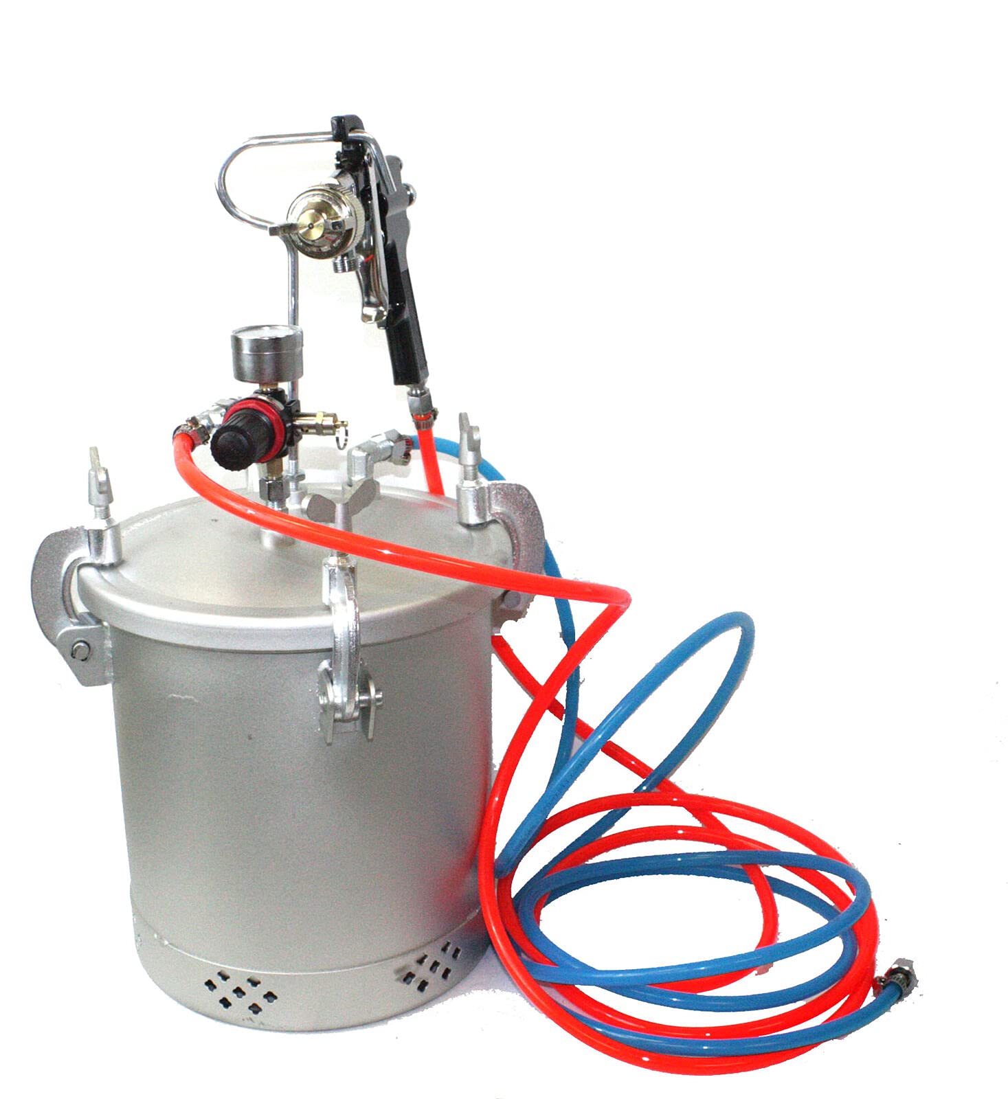 2-1/2 Gallon Aluminum Air Paint Pressure Pot with Spray Gun & Hose - Professional HVLP Sprayer System for Automotive, Furniture & Home Painting Projects