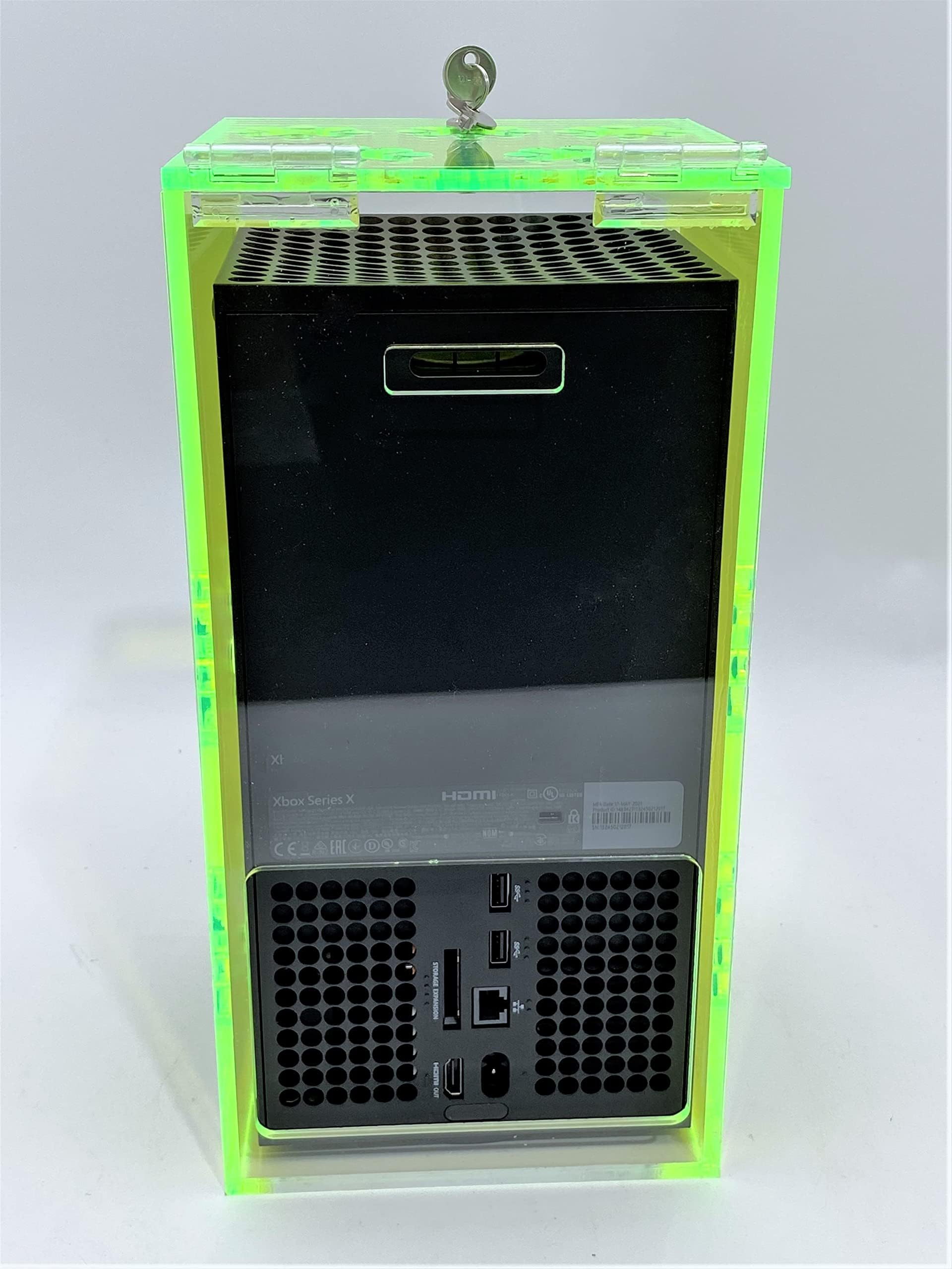 Secure Xbox Series X Console Protection Case - Heavy Duty Anti-Theft Security Box in Fluorescent Green | Perfect for Gaming Rooms, Travel & Childproof Storage