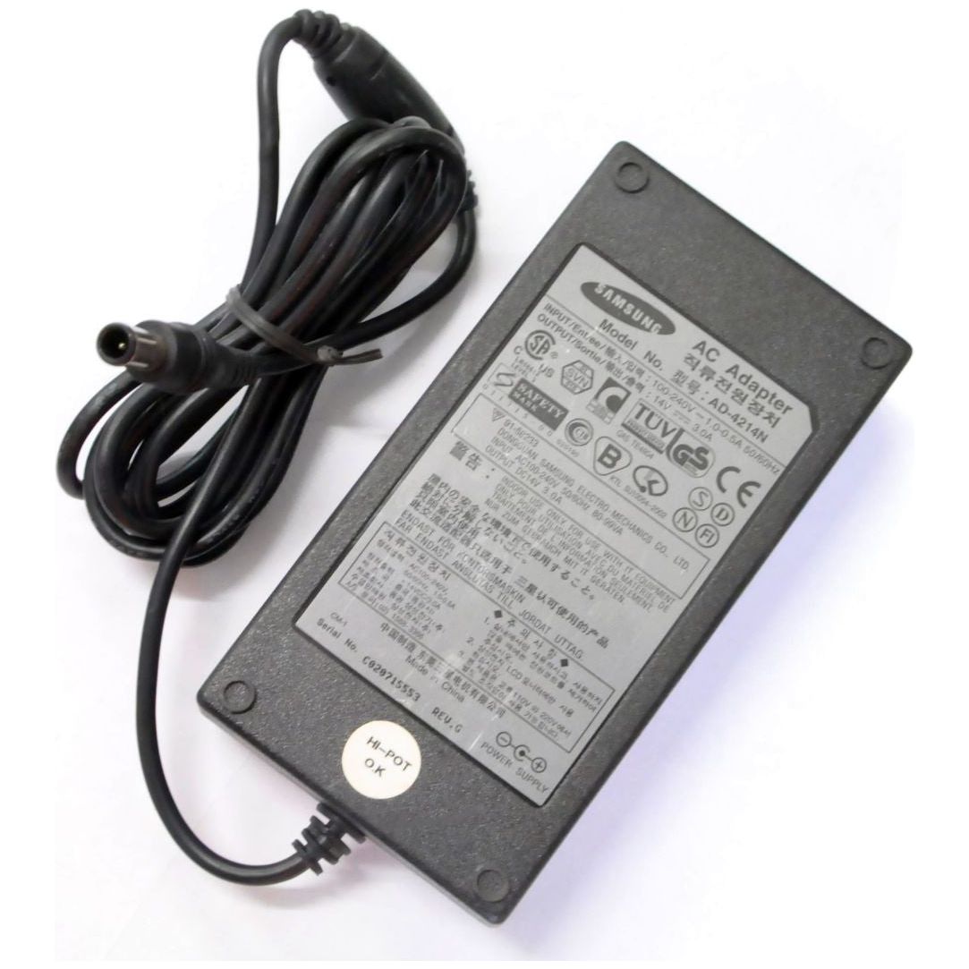 Original Samsung Dell AD 4214N 14V 3A 42W AC Adapter Charger with 6.5*4.4mm Center Pin - Perfect for Laptop, Office & Travel Use