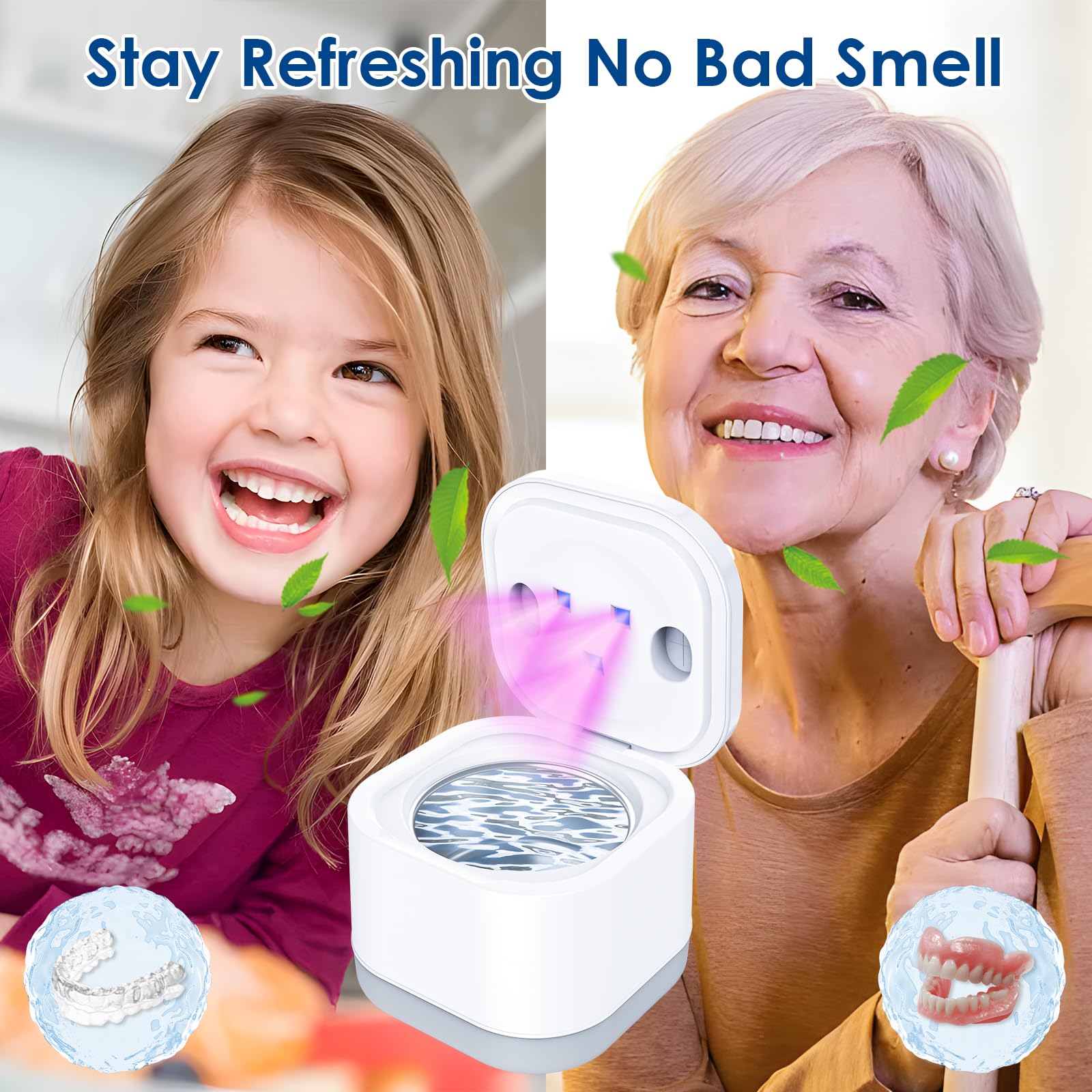 Ultrasonic Retainer Cleaner with UV Light - 45000Hz Dental Appliance Cleaner for Dentures, Aligners, Mouth Guards & Toothbrushes | Jewelry Cleaning Machine with 2 Modes & Timer | Perfect for Daily Oral Care & Jewelry Maintenance