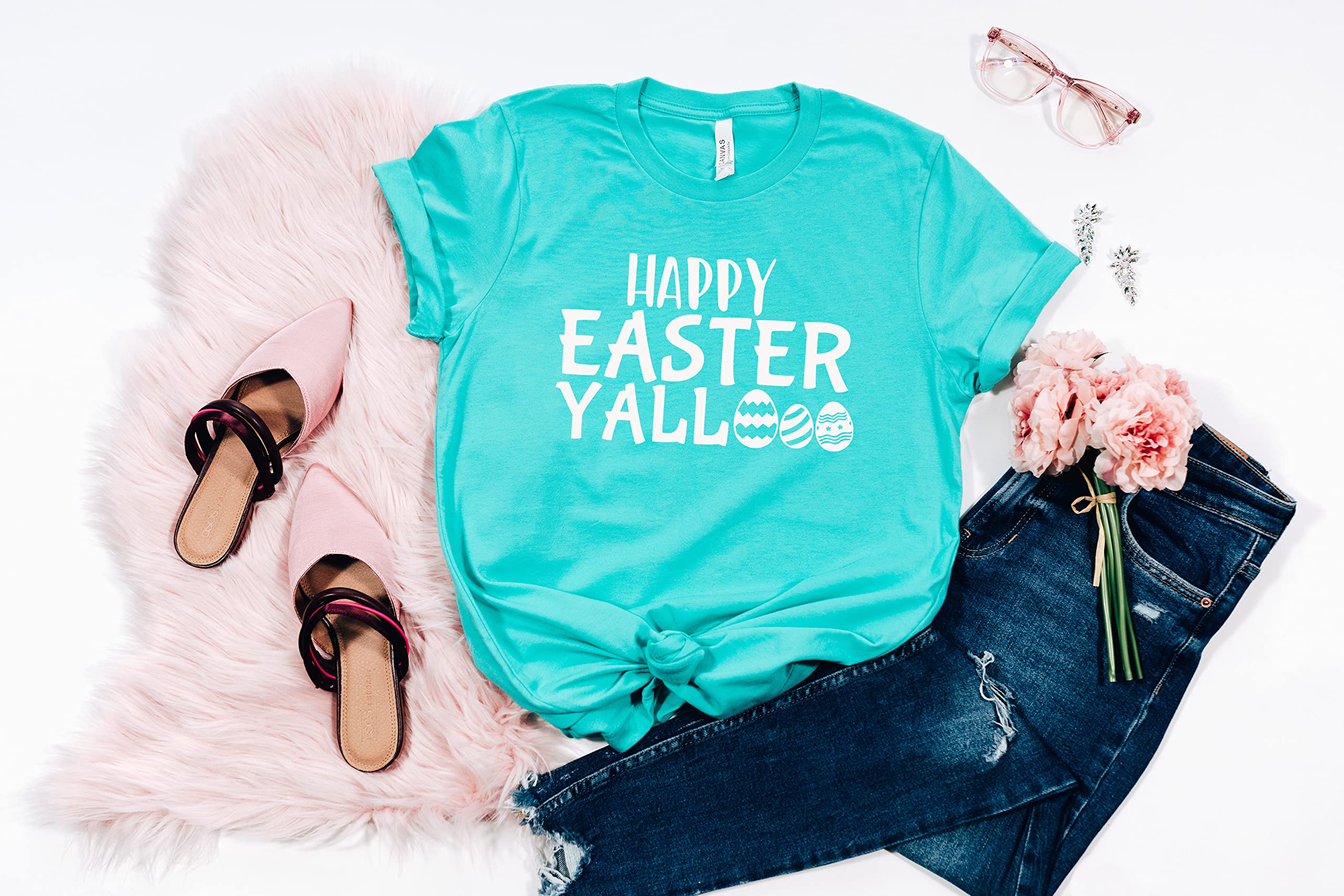 Happy Easter Y'all T-Shirt - Christian Easter Shirt with Jesus Design, Inspirational Gift for Easter Day - Perfect for Church, Family Gatherings & Easter Celebrations