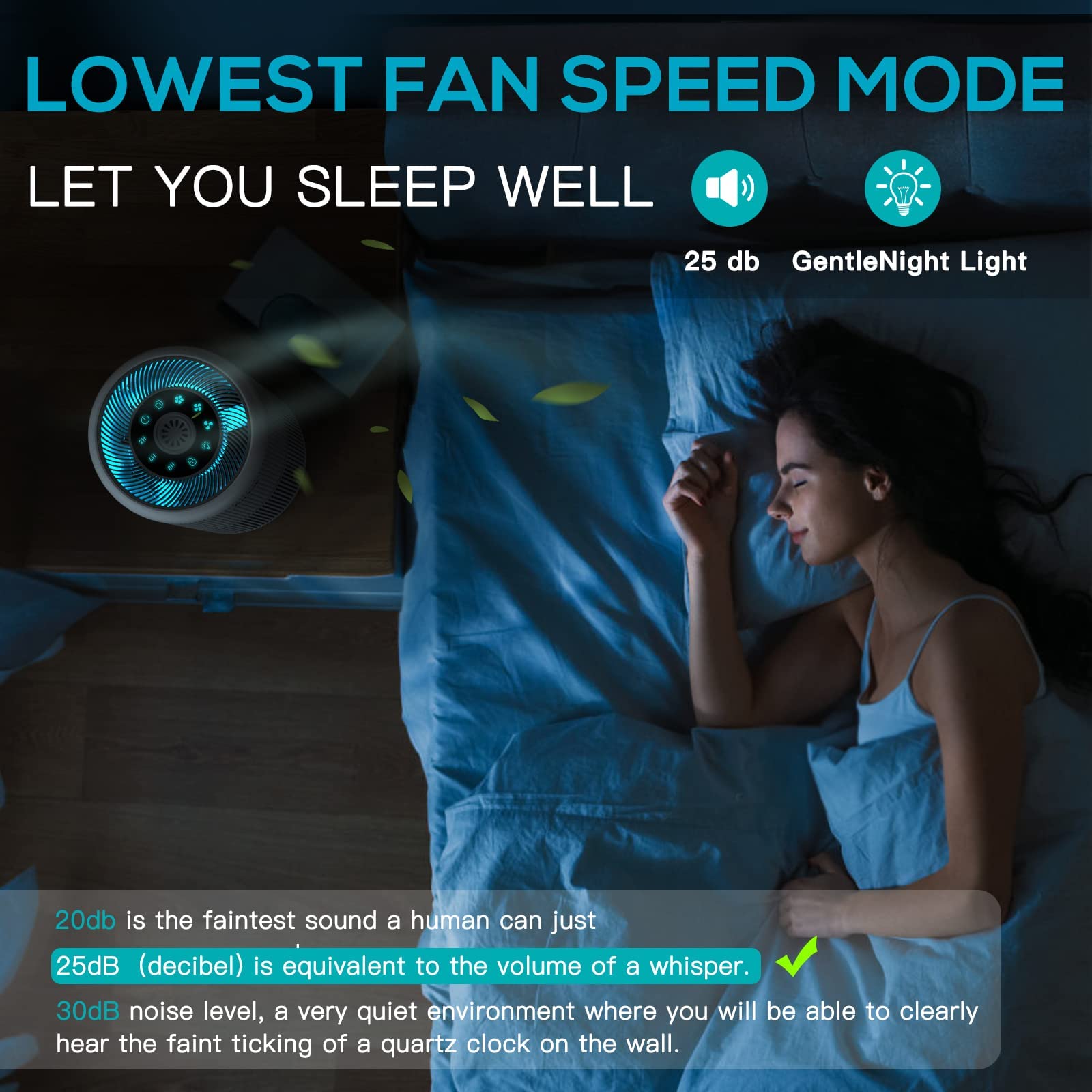 AIRTOK H13 True HEPA Air Purifier for Large Rooms - 99.97% Removal of Smoke, Dust, Pollen, Pet Dander & Odors with Fragrance Sponge | White Home & Bedroom Air Cleaner for Allergy Relief & Fresh Air (Perfect for Living Rooms, Nurseries, and Offices)