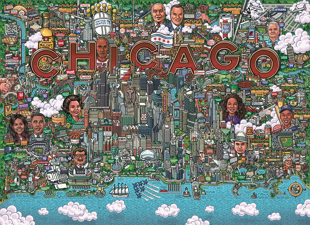 Chicago Skyline 1000 Piece Jigsaw Puzzle for Adults - Challenging Cityscape Puzzle Game for Family Night & Home Decor