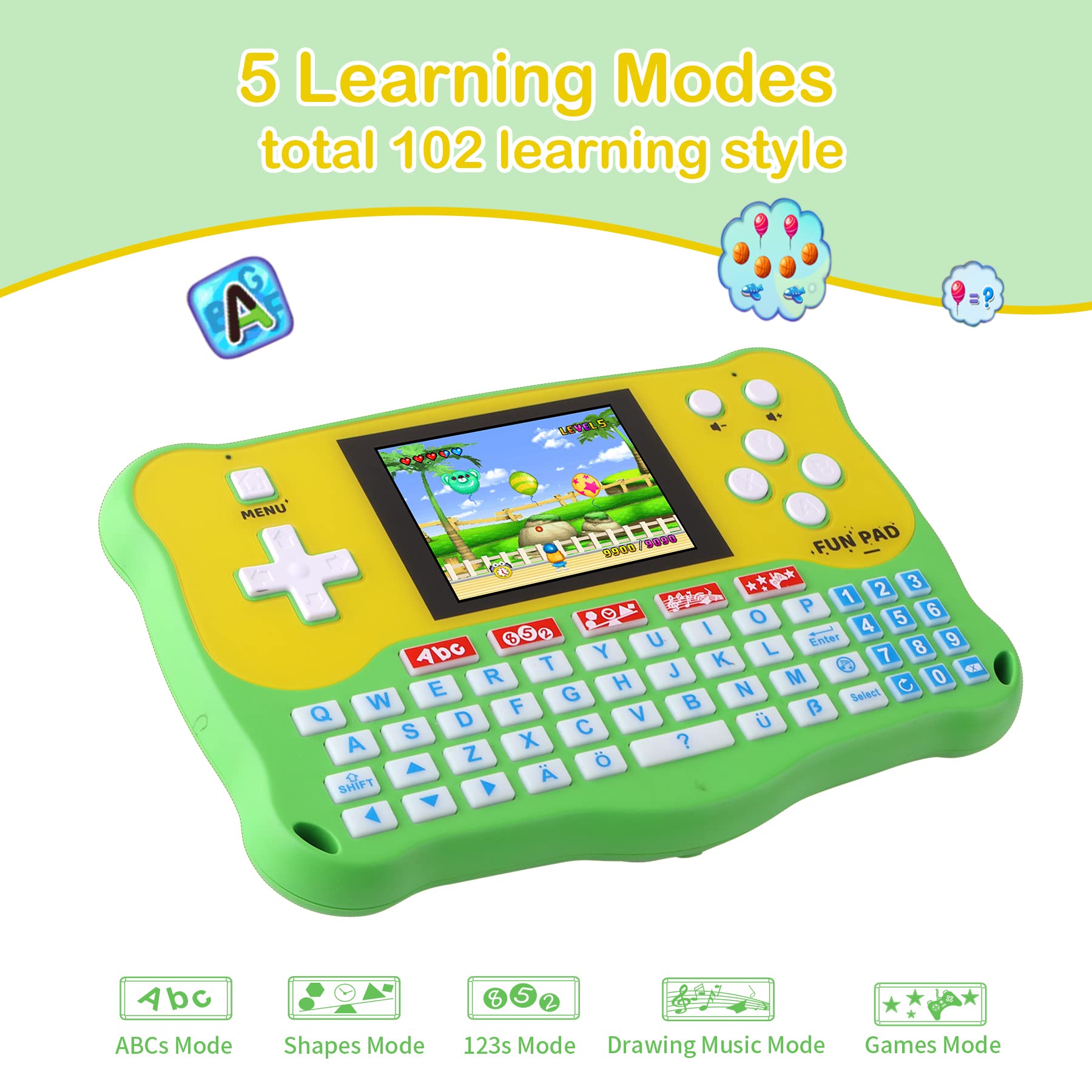 **Educational Kids Tablet for Toddlers Ages 3-12 - 102 Interactive Learning Activities with ABC, Words, Music & Math - Perfect Handheld Game Gift for Preschool Boys & Girls - Ideal for Home, Travel & Classroom Learning**