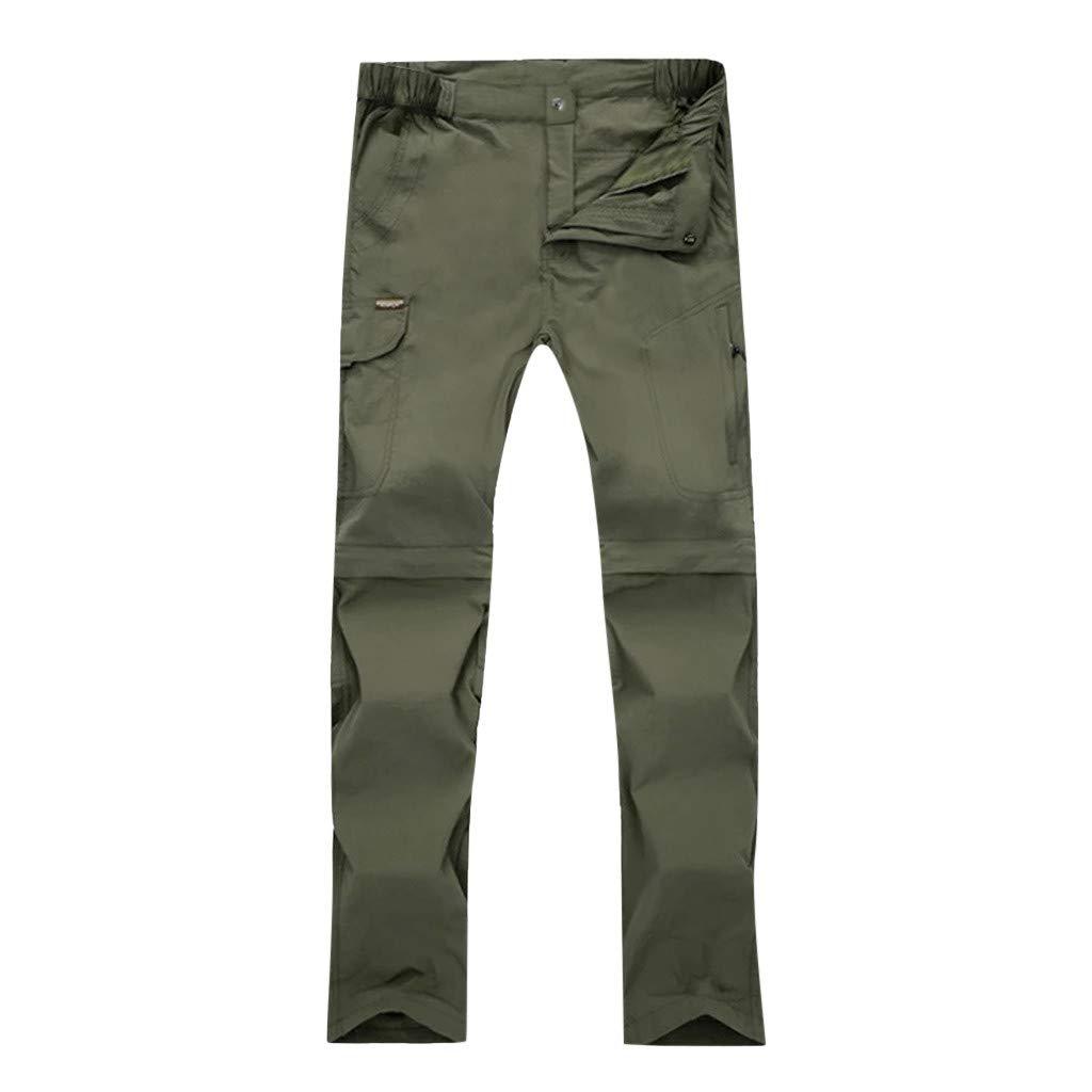 Stay&me Men's Quick-Dry Convertible Hiking Pants - Lightweight Zip-Off Cargo Work Trousers for Outdoor, Fishing, Travel & Safari - Moisture-Wicking & Durable (Green) - Perfect for Camping, Backpacking and Adventure Activities
