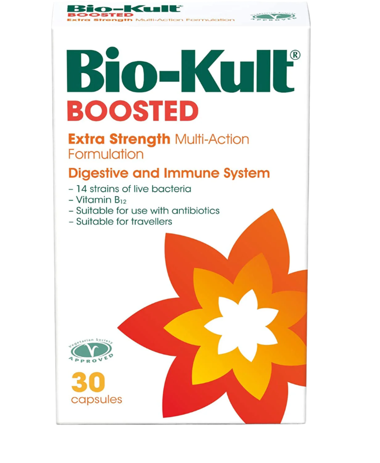 Bio Kult Boosted Extra Strength Multi-Action Probiotic Supplement - 30 Capsules for Gut Health, Digestion & Immune Support - Perfect for Daily Wellness & Travel