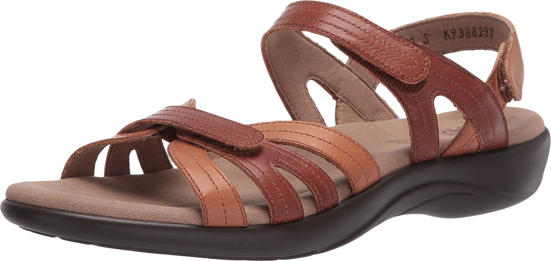 SAS Women's Genuine Leather Pier Sandals with Padded Insole & Adjustable Hook-and-Loop Closure - Comfortable Summer Beach Walking Shoes for Women