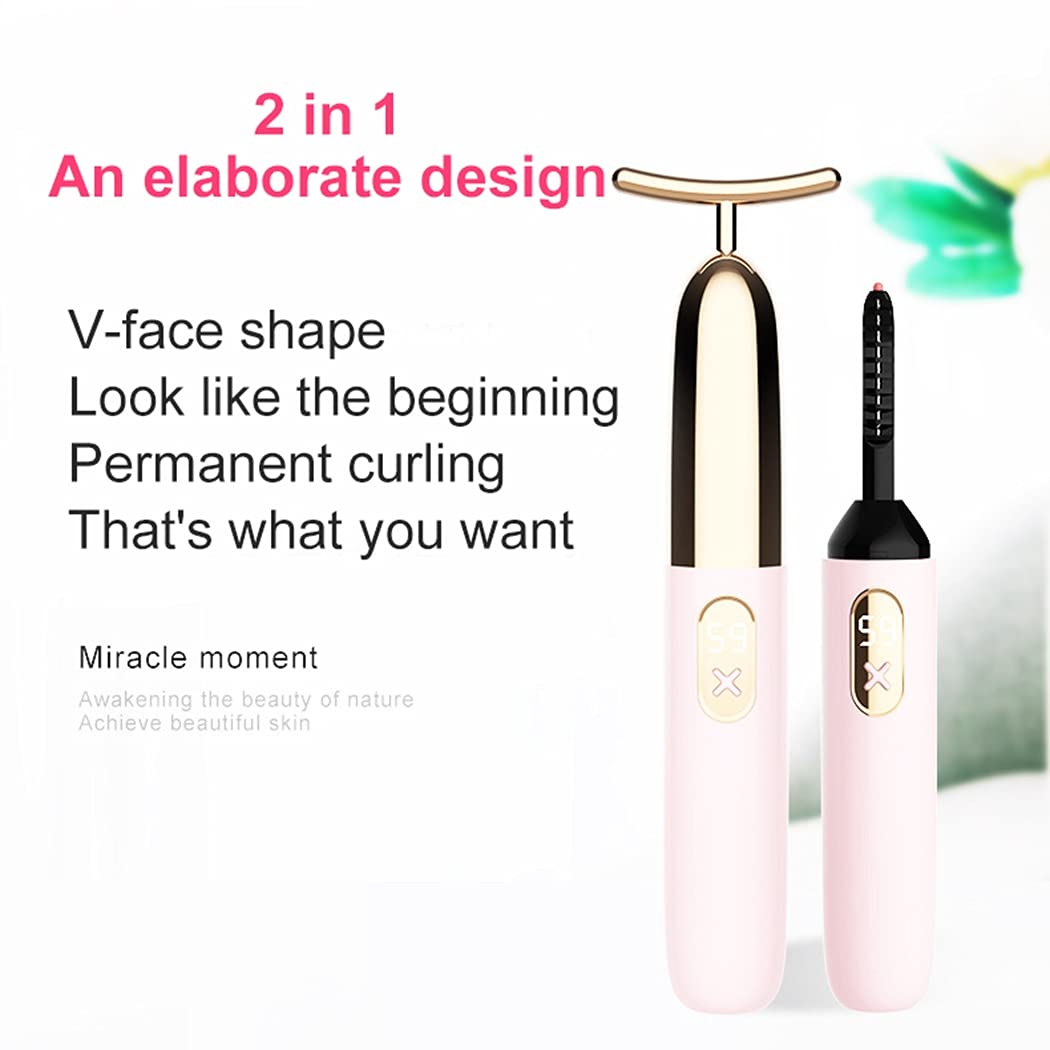 Anjetan Heated Eyelash Curler - Mini Electric USB Rechargeable 2-in-1 Lash Curler & Facial Massager for Women - Portable Lightweight Design for Home, Travel & Daily Makeup Routine