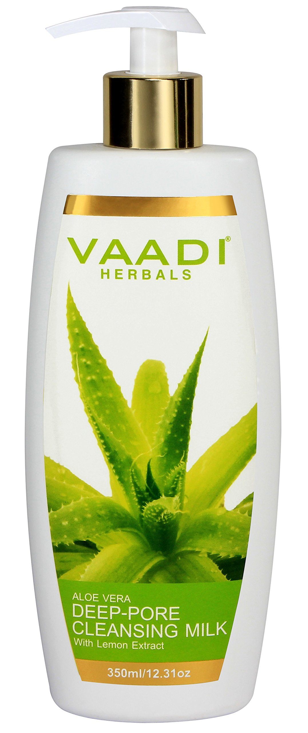 Vaadi Herbals Aloe Vera Deep Pore Cleansing Milk - 350ml | Natural Face Wash for Oily & Acne-Prone Skin | Gentle Daily Cleanser for Men & Women | Perfect for Morning & Night Skincare Routine