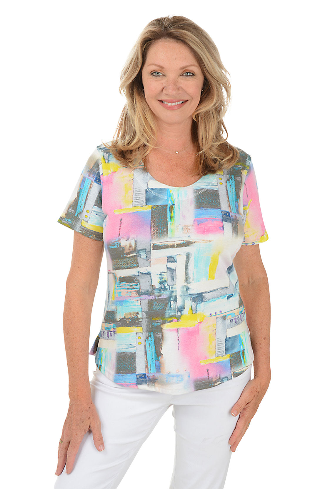Erica Scoop Neck Short Sleeve T-Shirt for Women - Soft Cotton Casual Top for Everyday Wear, Work & Weekend Outfits