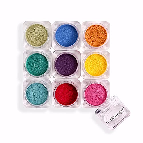 Bellapierre Shimmer Powder 9 Stack - Paraben Free, Vegan & Cruelty Free Makeup Set | 9 Count - Iris | Perfect for Highlighting, Contouring & Eye Shadow for Daily Glam Looks