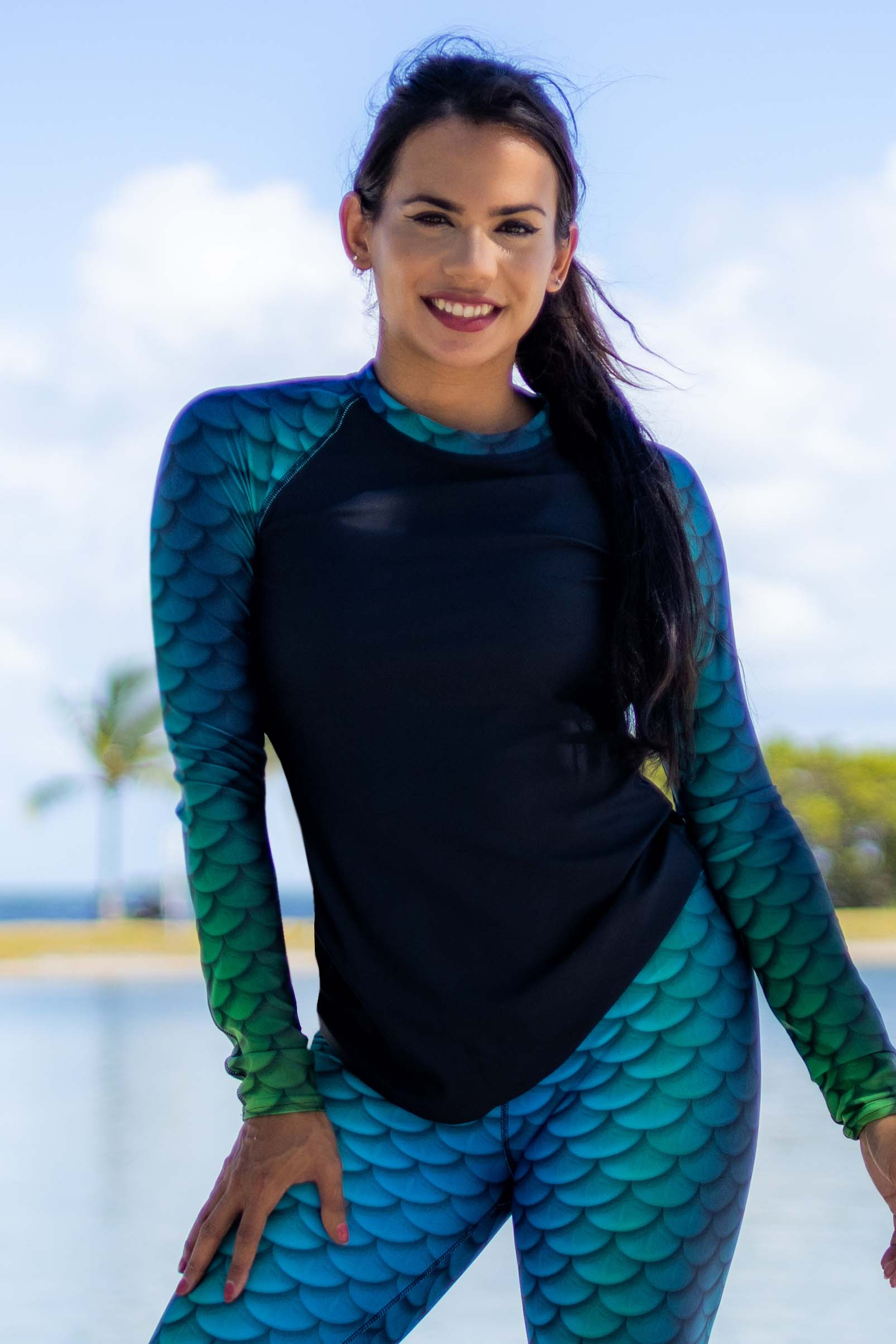 Siren Mermaid Rash Guard UPF 50+ Sun Protection Swim Shirt for Women - 2XL Size - Perfect for Beach, Surfing & Water Sports