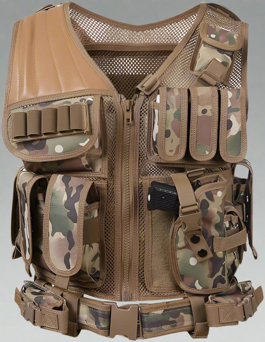 Tactical CS Field Vest - Adjustable MOLLE Combat Vest with Pouches for Airsoft, Paintball, Hunting & Survival | Perfect for Outdoor Adventures, Military Training & Tactical Gear Enthusiasts