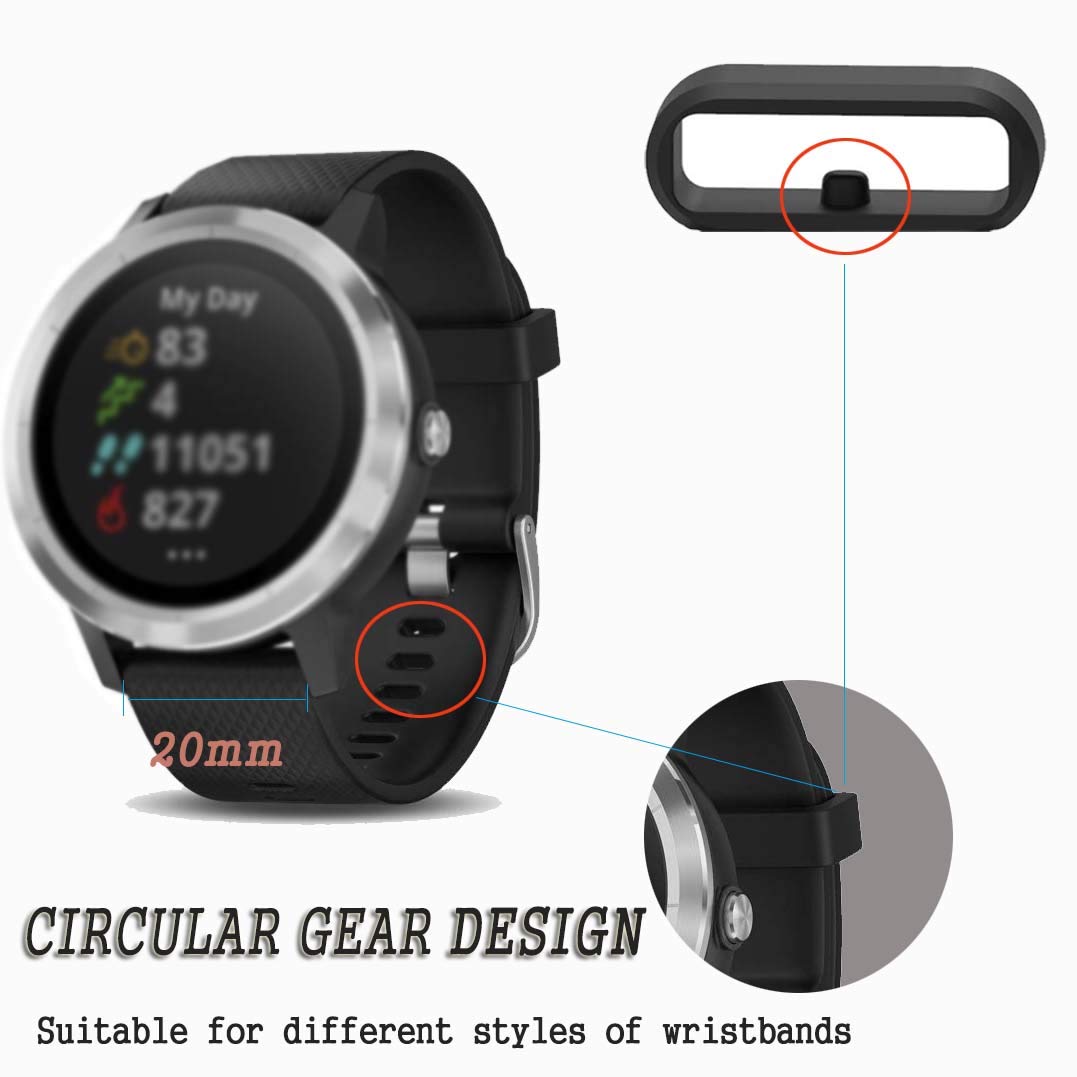 FitTurn 11-Pack Black Silicone Band Fastener Rings - Secure Replacement Band Keepers for Amazfit T-Rex Watches | Durable Watch Accessories for Sports, Fitness & Outdoor Activities