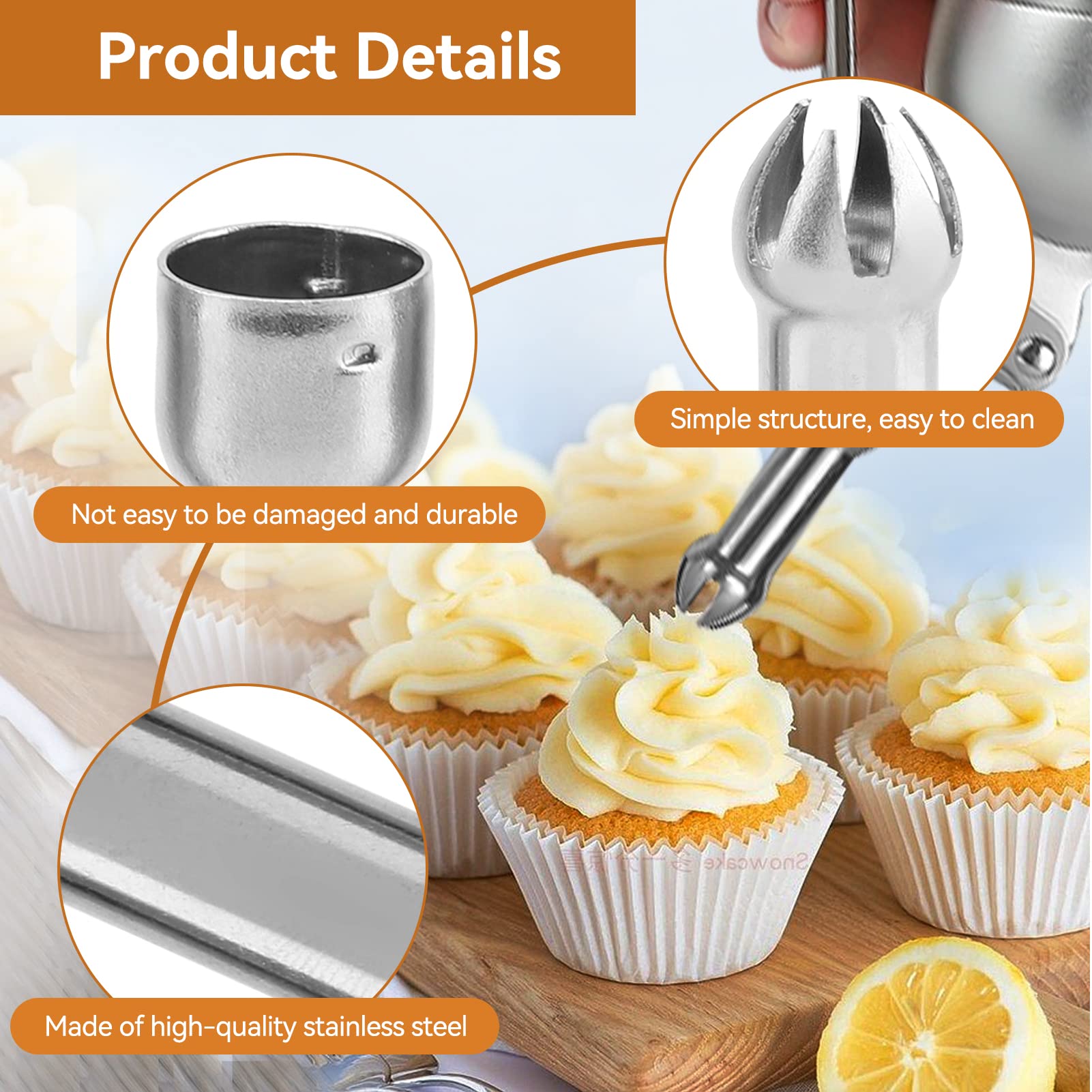 Stainless Steel Whipped Cream Dispenser Tips - 3pcs Cake Decorating Nozzles for Dessert & Pastry Decorating - Durable Whipper Nozzle Replacement Parts for Professional Baking, Home Kitchen, and Party Dessert Making