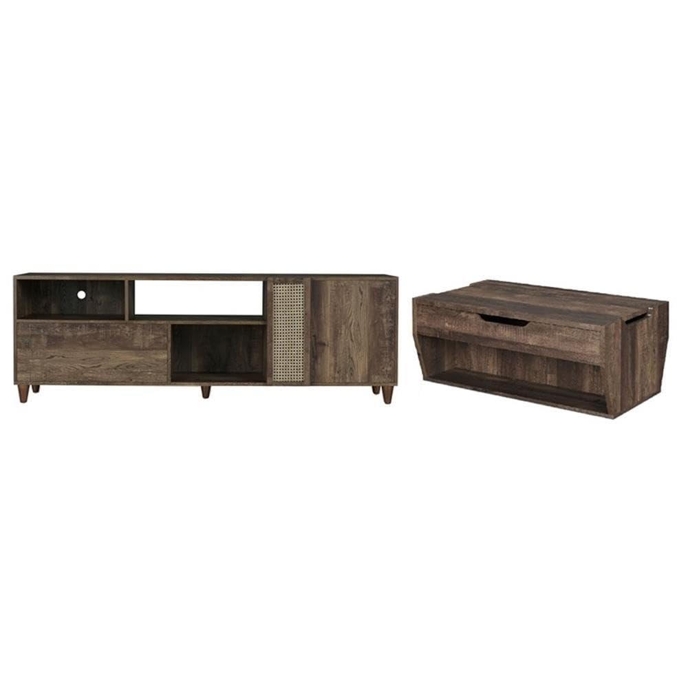Oak TV Stand & Coffee Table Set - 70