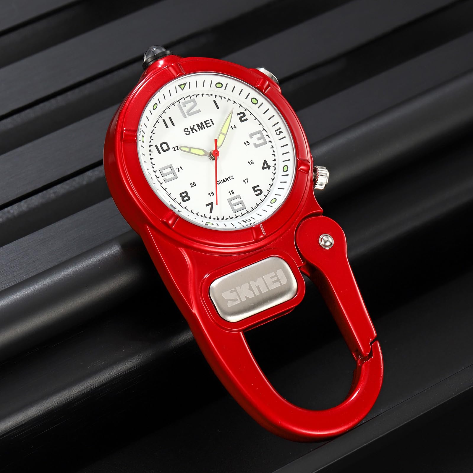 Clip-On Carabiner Watch with Flashlight for Hiking & Outdoor Activities