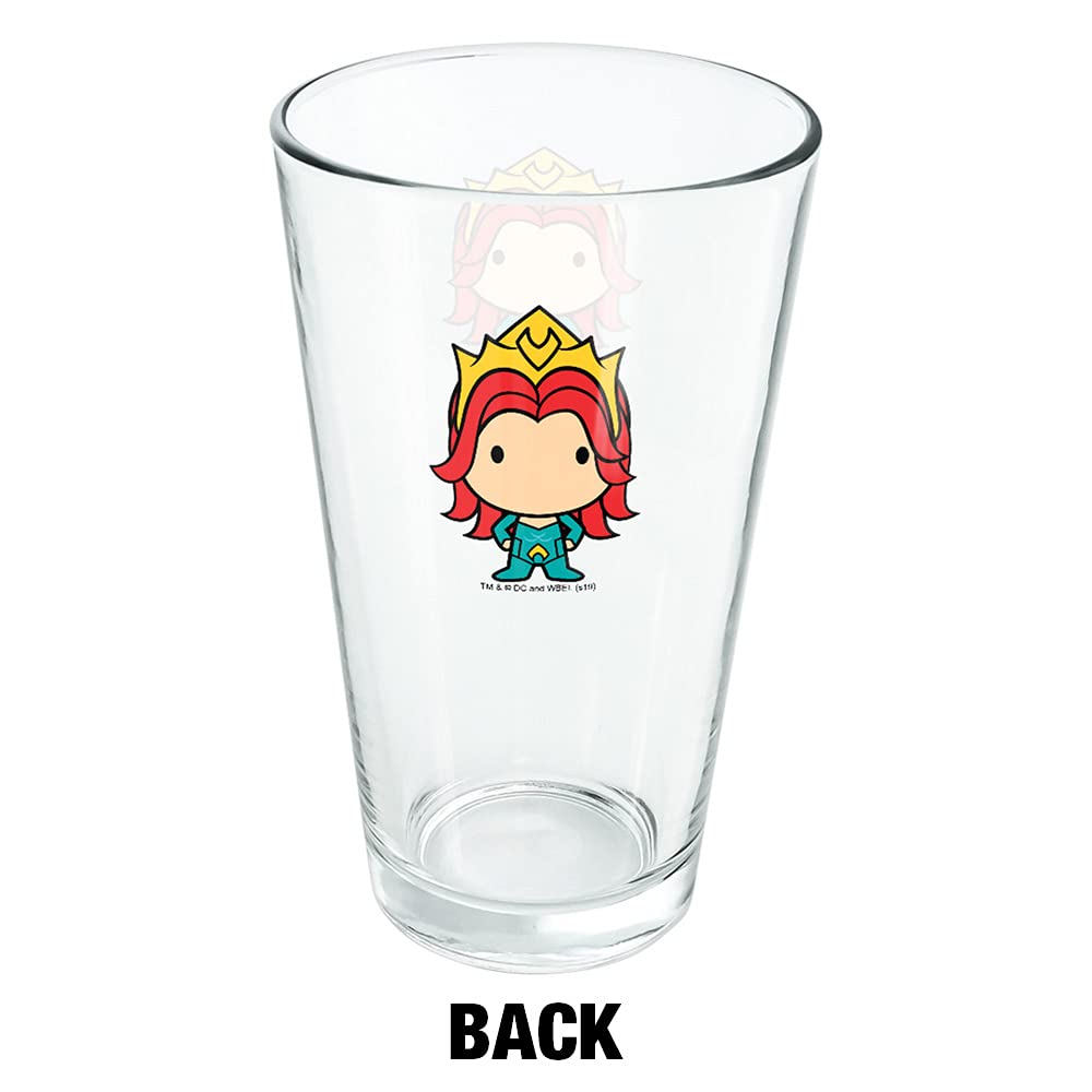 LOGOVISION Aquaman Movie Mera Chibi Character 16 oz Pint Glass - Tempered Glass with Licensed Printed Design - Perfect Fan Gift for Beer, Soda & Cold Drinks - Ideal for Movie Nights, Collectors & Superhero Fans