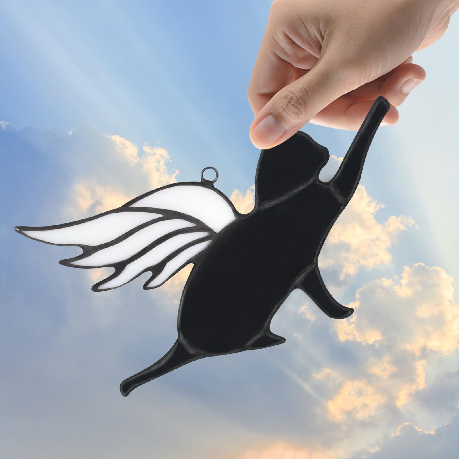 Angel Wing Cat Memorial Gift - Stained Glass Suncatcher for Pet Loss Remembrance, Home Decor