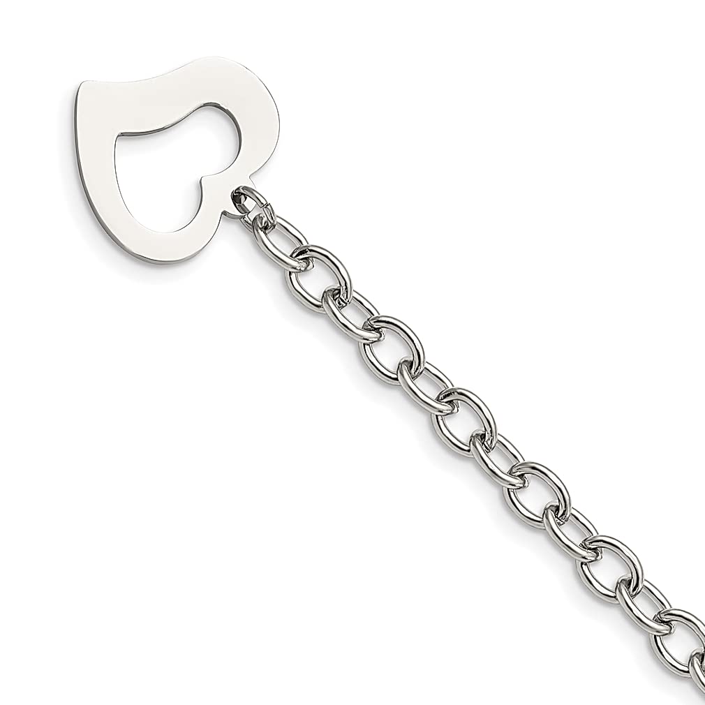 Stainless Steel Heart Bracelet for Women - 8.5