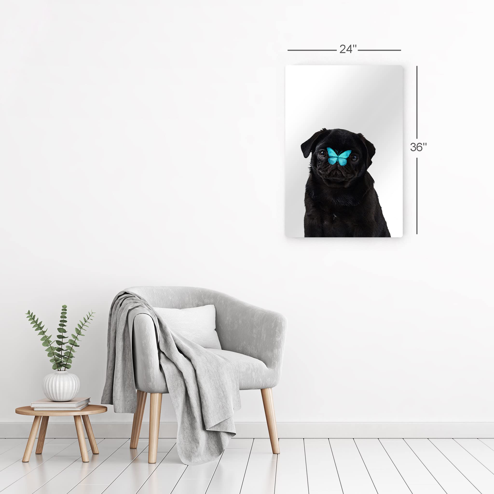 French Bulldog Portrait with Blue Butterfly - Metal Wall Art Print for Pet Lovers, Dog Owners & Parents - Unique Gift for Living Room, Bedroom, Nursery Decor - Made in USA (12x8 Inches) - Perfect for Home, Office & Pet-Friendly Spaces