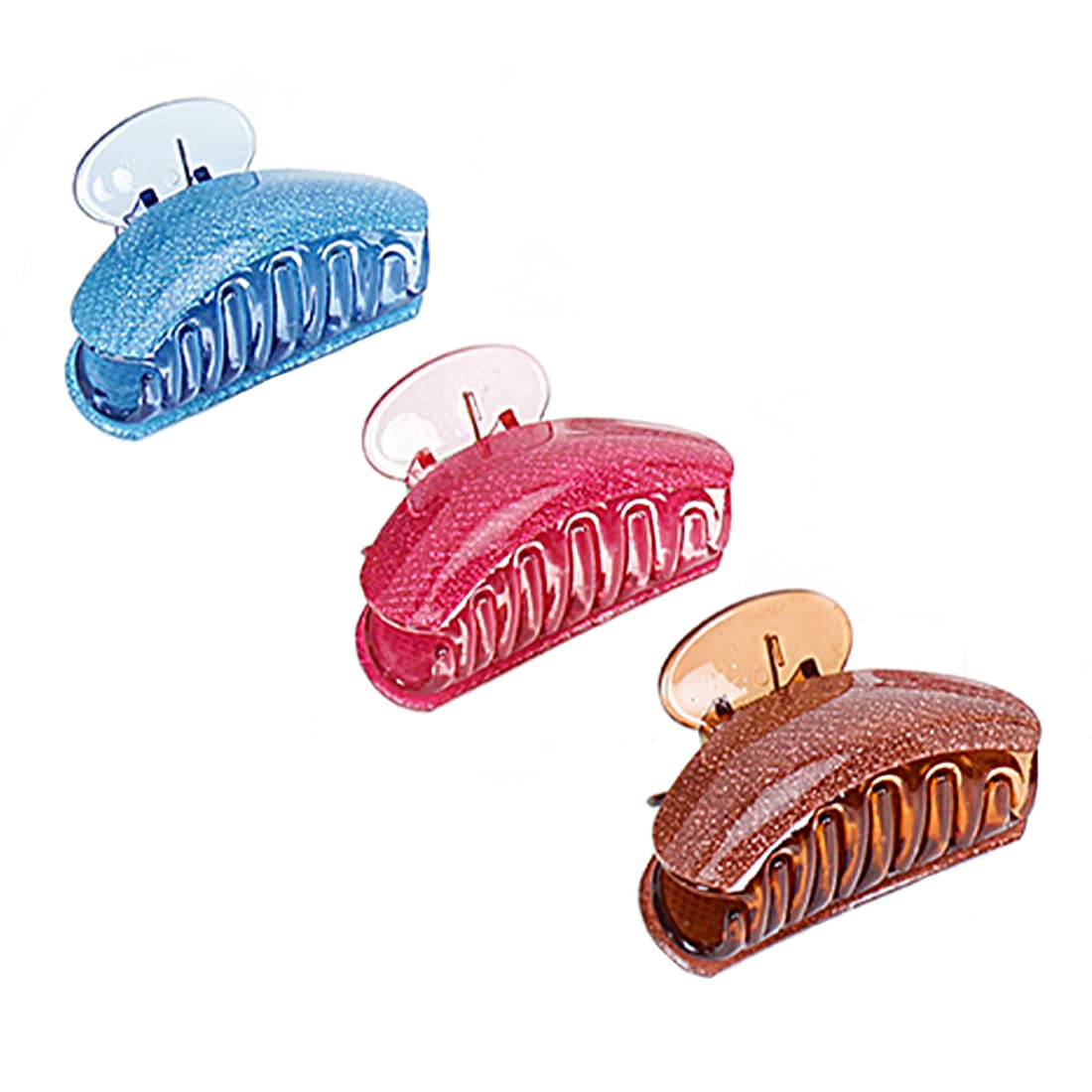 3 Pack Yellow Glitter Hair Claws for Women & Girls - Sparkling Hair Clutchers with Multicolor Glitter - Perfect for Parties, Weddings & Everyday Hair Accessories