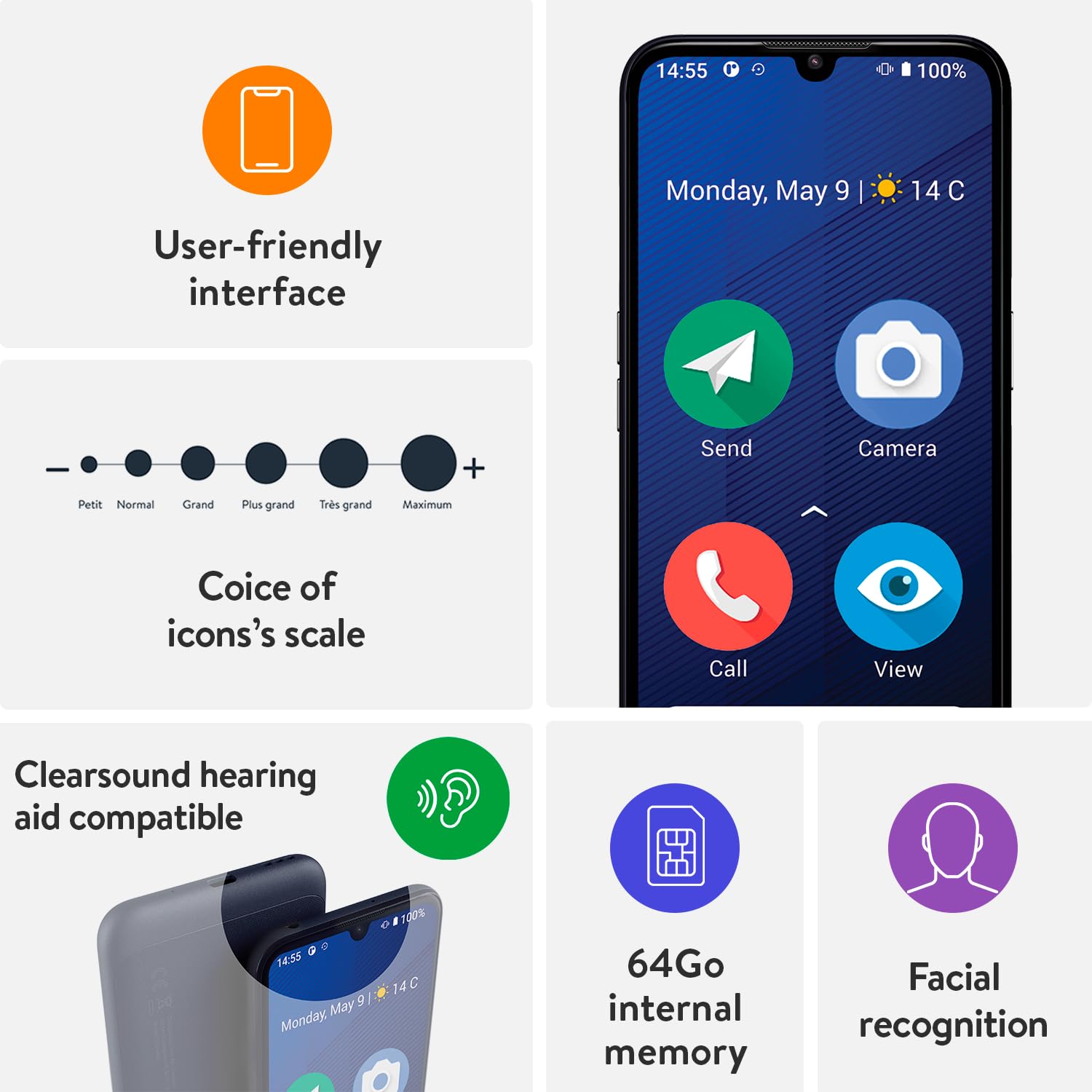 Doro 8200 4G Unlocked Senior Smartphone - Easy-to-Use Mobile Phone with 16MP Camera, Water-Resistant Android, 6.1