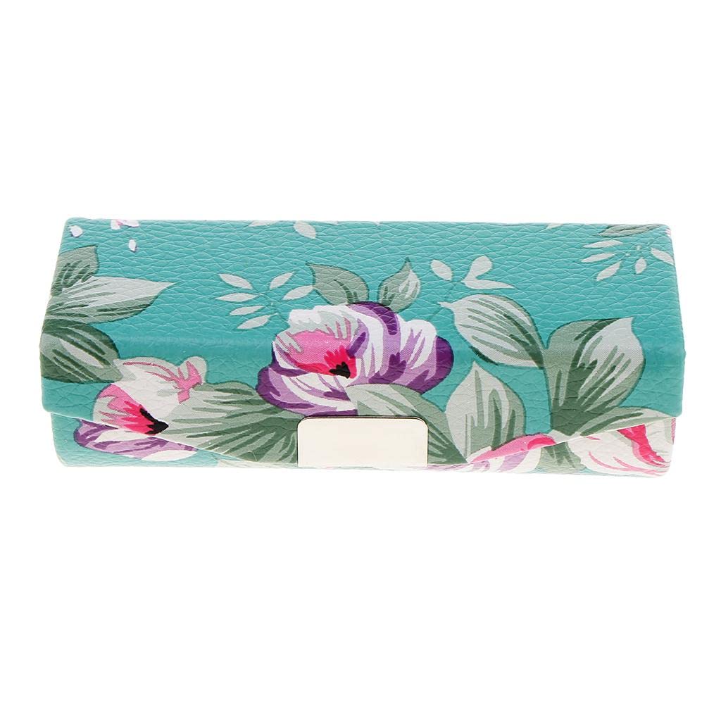 Losa Genuine Leather Jewelry & Makeup Organizer - Lipstick Holder Case with Mirror (Blue) - Perfect for Travel, Home Vanity & Gift Giving