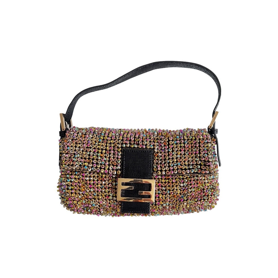 Fendi Limited Edition Multi-Color Beaded Baguette Bag | Luxury Designer Handbag for Women | Perfect for Parties, Weddings & Special Occasions