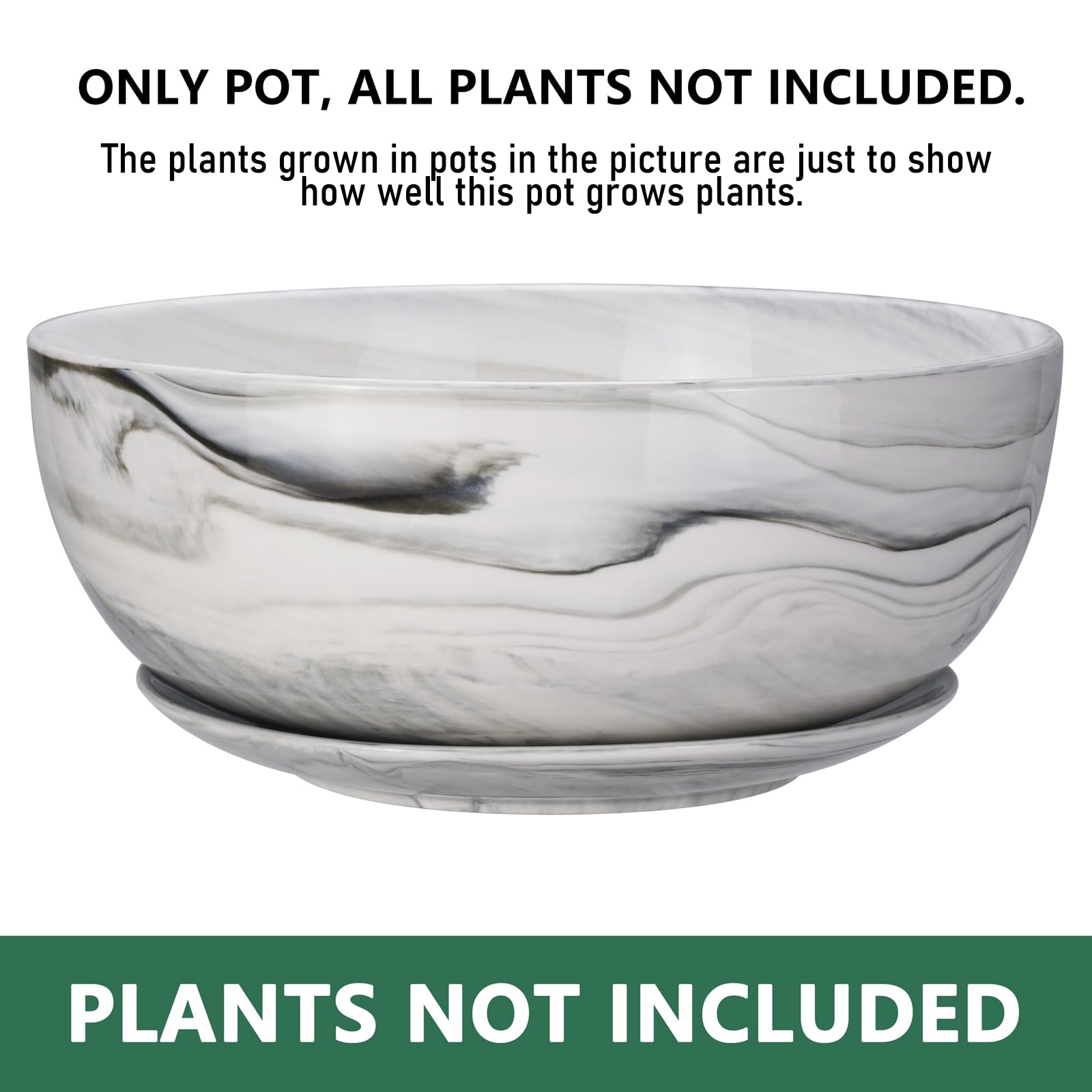 G EPGardening 10 Inch Large Marble Pattern Ceramic Planter Pot - Indoor/Outdoor Succulent & Flower Container for Home, Office, Garden Decor | Perfect for Plants, Herbs, and Decorative Displays