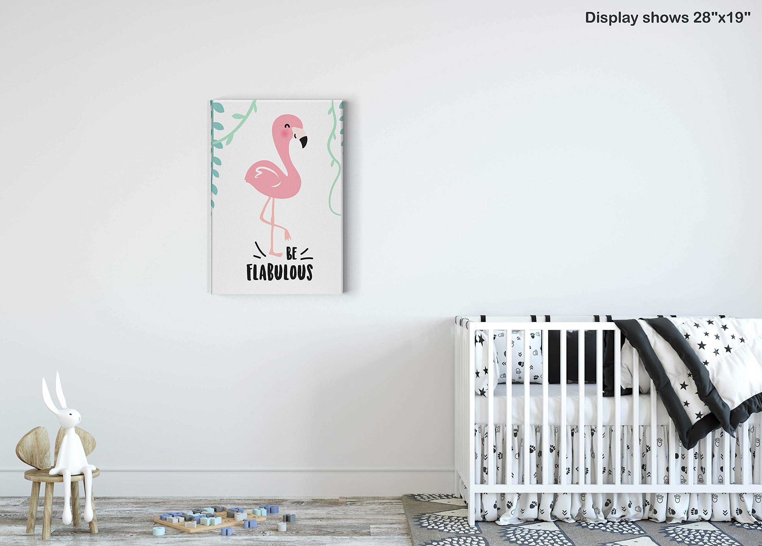 Flabulous Flamingo Quote Canvas Print - Smile Art Design Wall Decor for Kids Room, Nursery & Baby Room - Ready to Hang 22x15 Inches - Made in USA | Perfect for Birthday Gifts & Tropical Themed Bedrooms