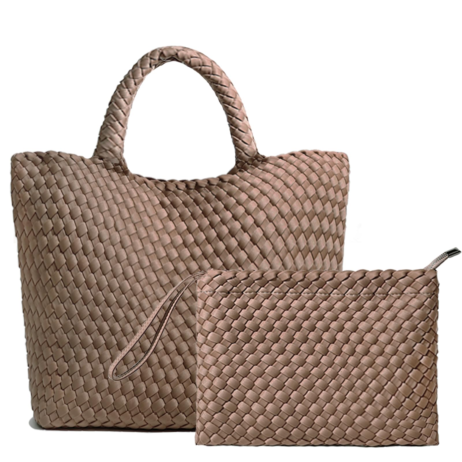 Stylish JINMANXUE Woven Hobo Bag for Women - Neoprene Tote with Large Capacity, Patchwork Design & Handmade Details | Perfect for Work, Travel & Casual Outings