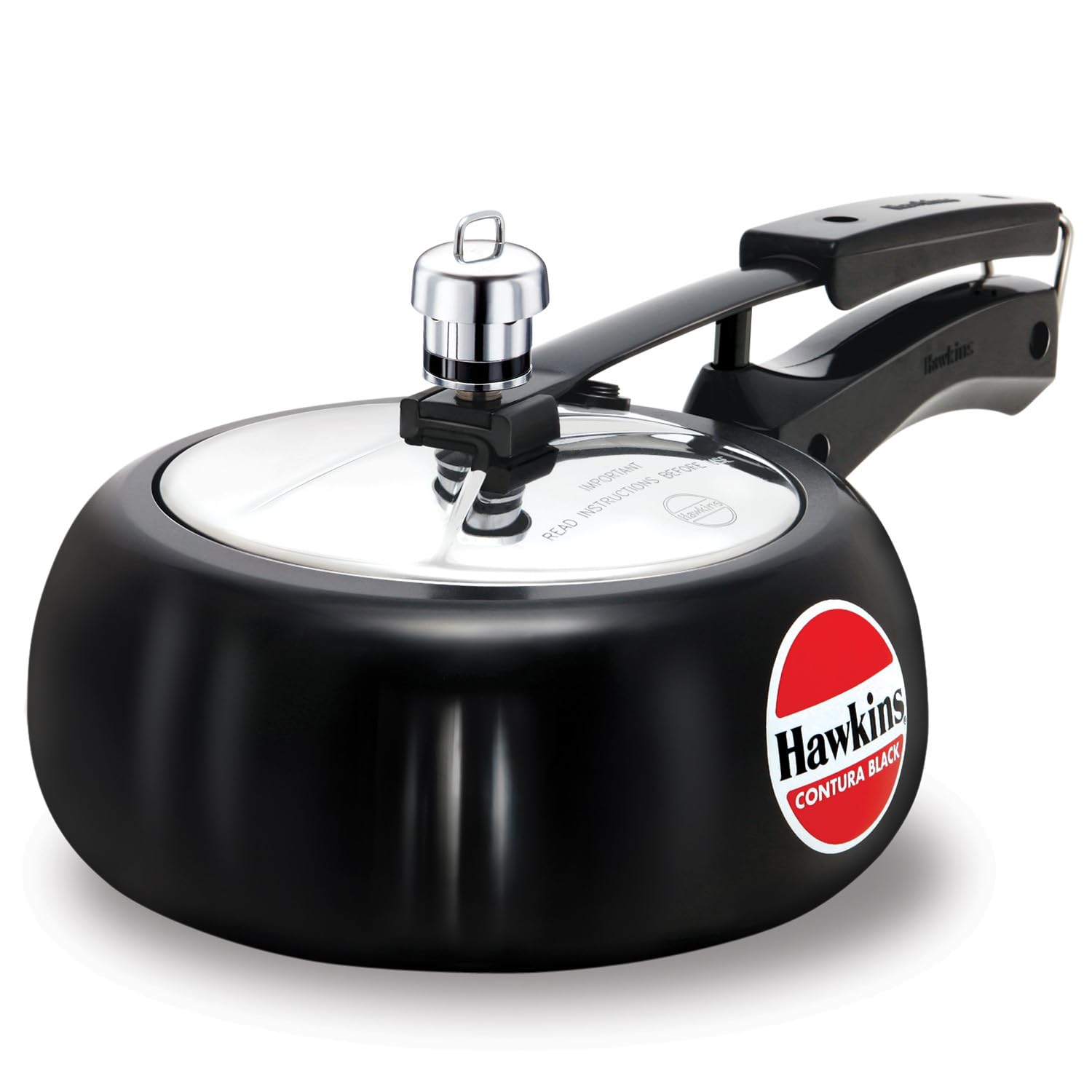 Hawkins 2L Black Pressure Cooker - Hard Anodized Aluminum Inner Lid, Compact Handi Cooker for Home & Kitchen (CB20) | Perfect for Fast Cooking, Meal Prep & Indian Cuisine