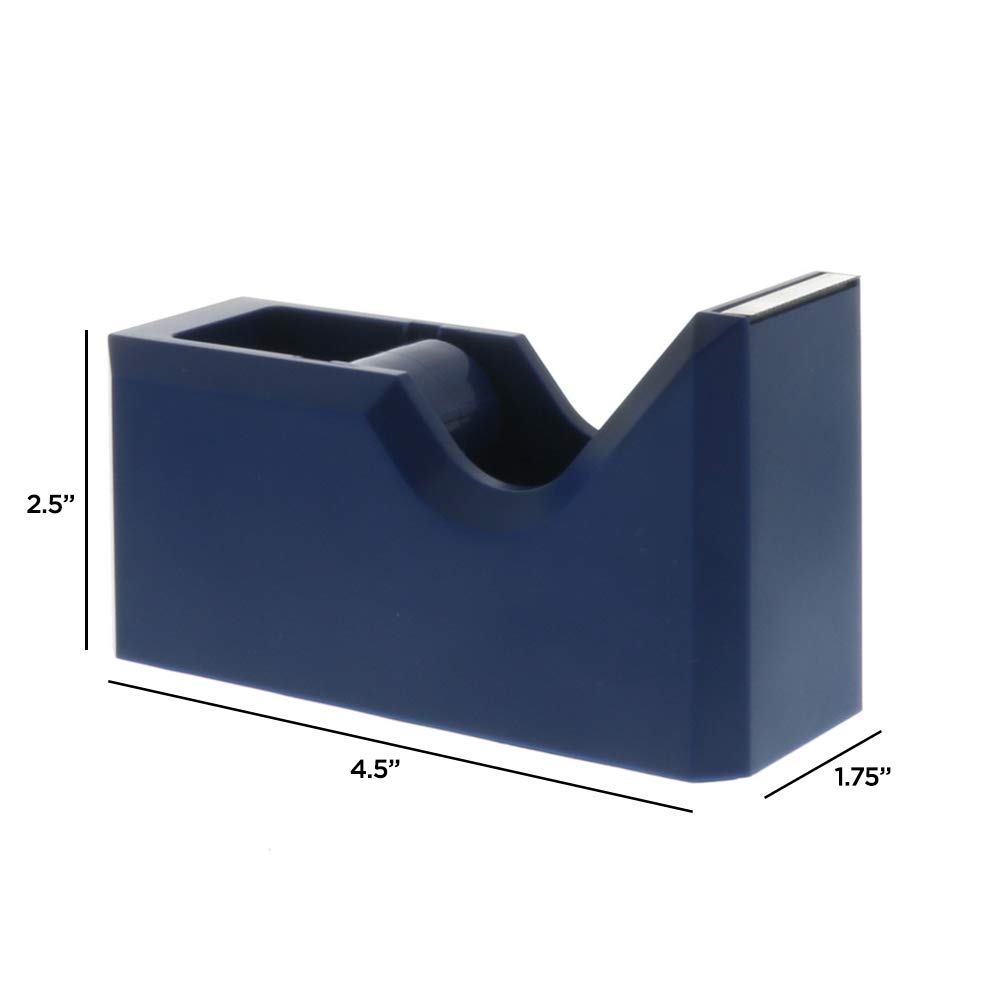 Colorful Navy Blue Desk Tape Dispenser - Office & School Supplies for Organizing Papers, Wrapping Gifts & Craft Projects - Sold Individually