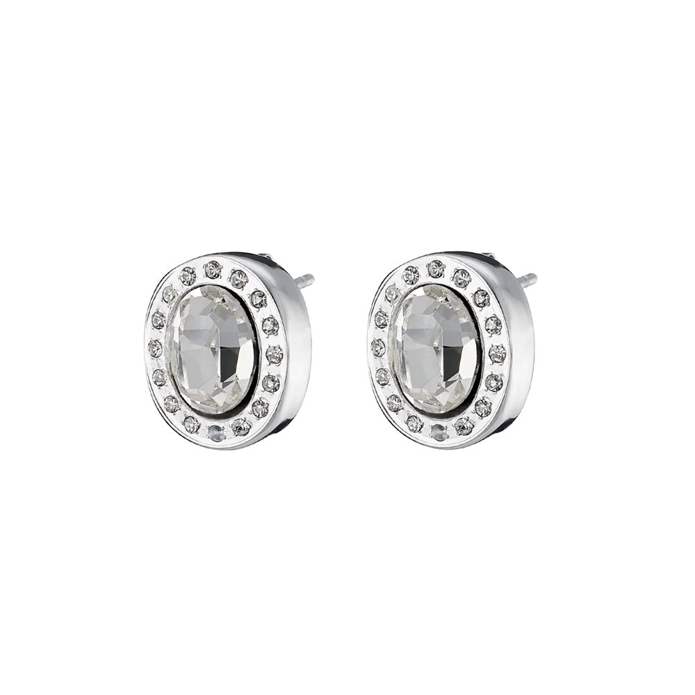 Stylish Silver Stud Earrings with White Crystals - Perfect for Parties, Weddings & Everyday Wear