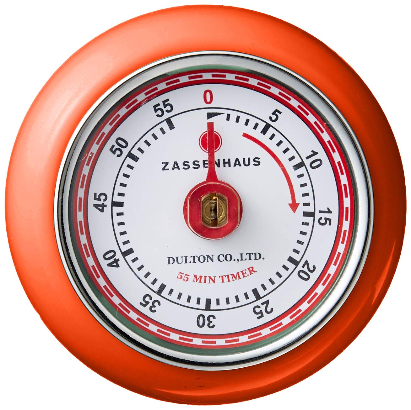 Zassenhaus Magnetic Retro Kitchen Timer - Classic Mechanical Cooking Timer with Loud Alarm, 2.75 Inch (Orange) - Perfect for Baking, Cooking, Meal Prep & Kitchen Decor