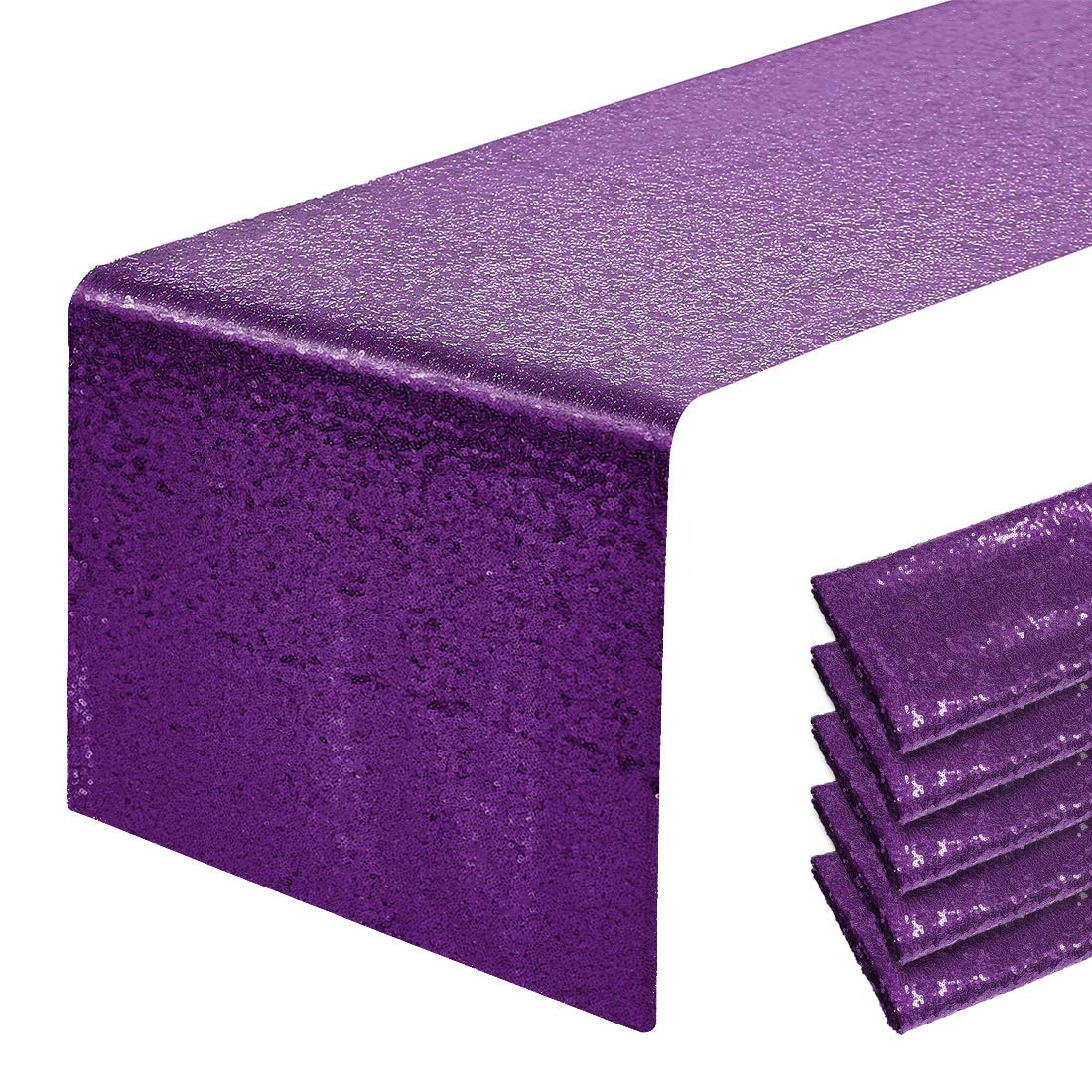 6-Pack 12x108 Inch Glitter Purple Sequin Table Runners - Elegant Wedding, Birthday, Bachelorette & Holiday Party Decorations - Perfect for Bridal Showers, Baby Showers & Festive Celebrations