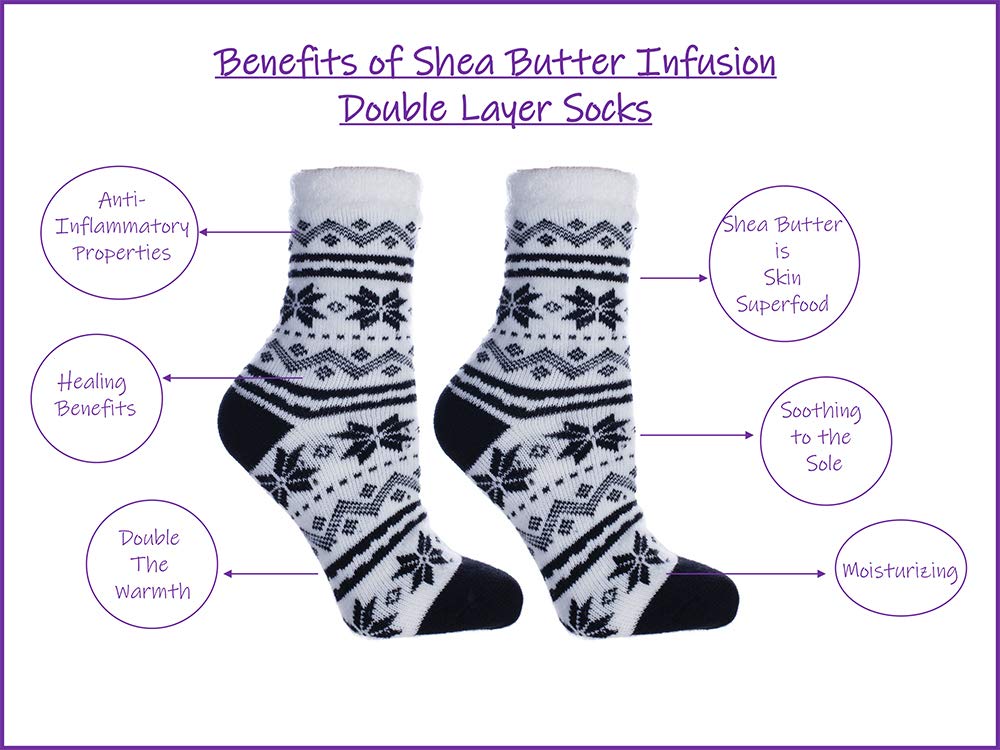 Cozy Women's Double Layer Slipper Socks - Warm Fuzzy Indoor/Outdoor House Shoes for Winter Comfort - Perfect for Lounging, Yoga & Cold Floors