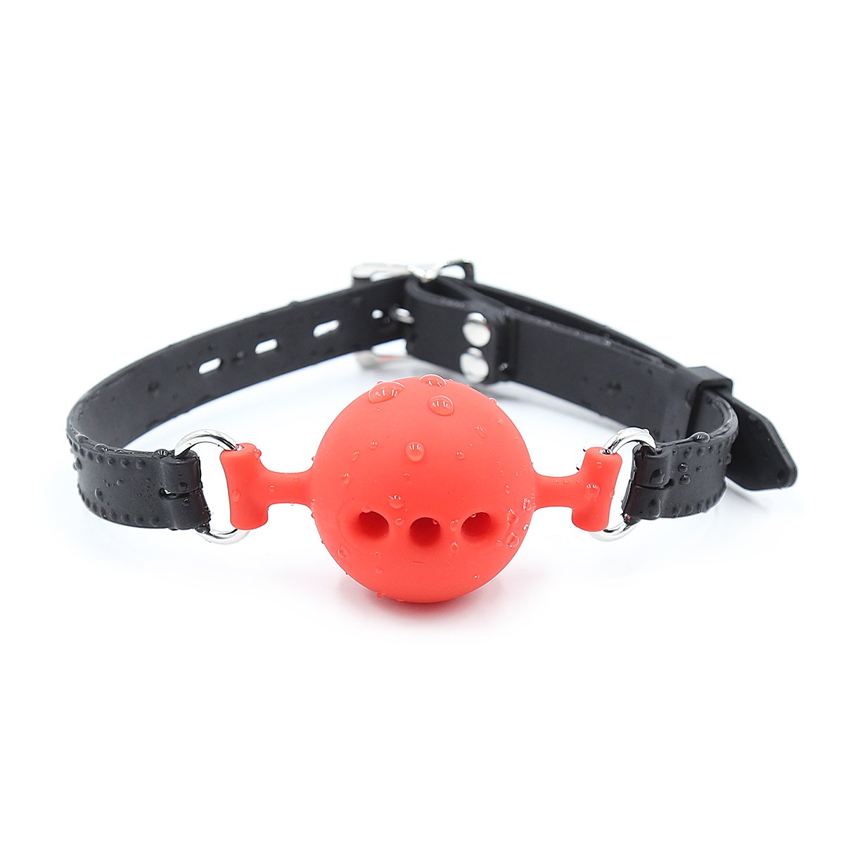 Premium Silicone Breathable Ball Gag for Adults - BDSM Bondage Restraints & Sensual Play (Red & Black, 1.9 Inch Ball) - Perfect for Roleplay, Spicing Up Relationships & Couples' Intimate Moments